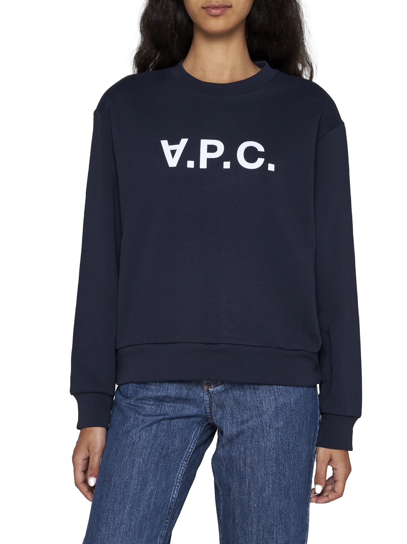 Apc A.p.c. Relaxed-fit Lightweight Cotton Blend Sweatshirt In Dark Navy