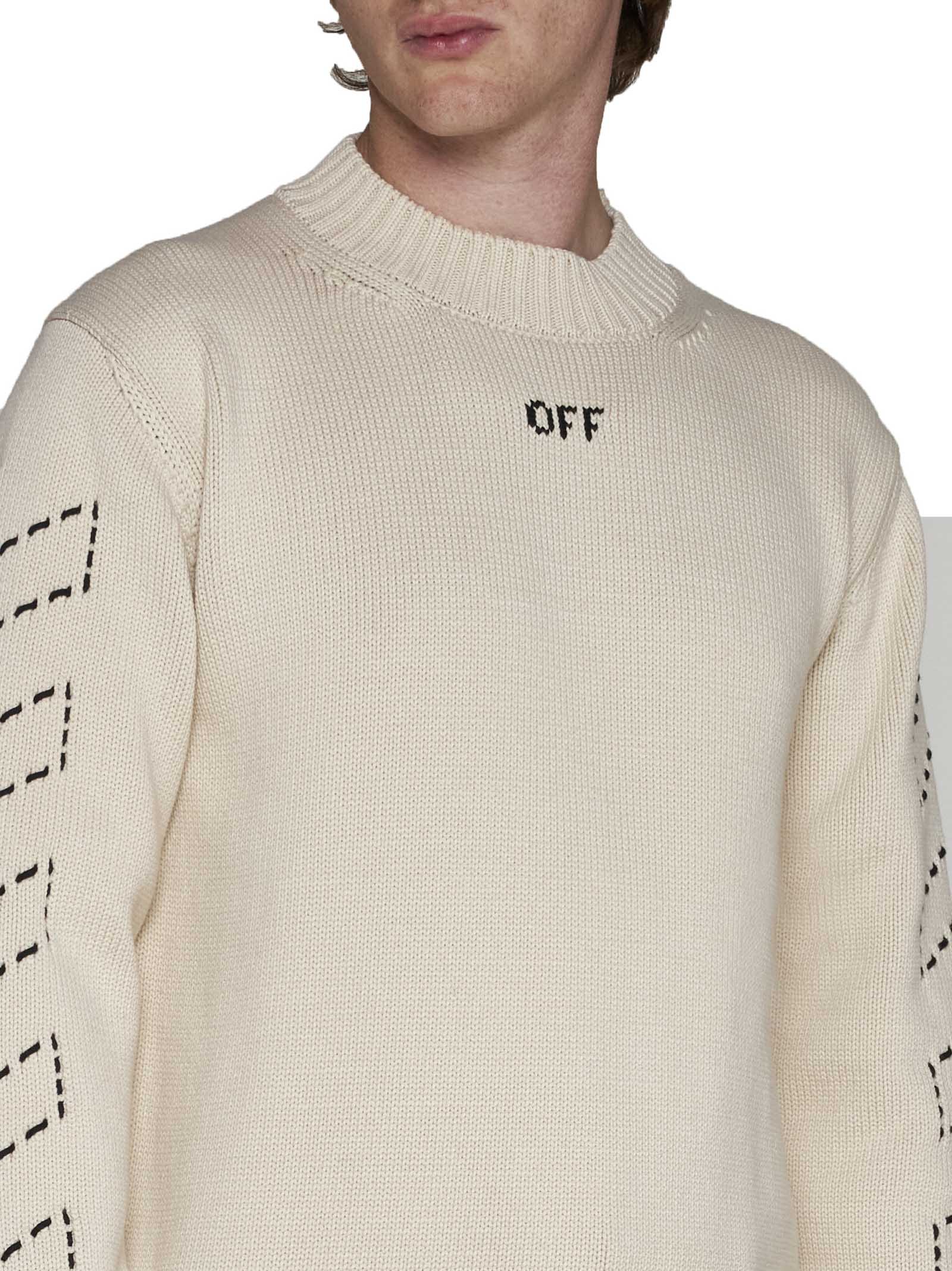 Off-white Off White™ Beige Crew Neck Sweater With Stitching In Beige