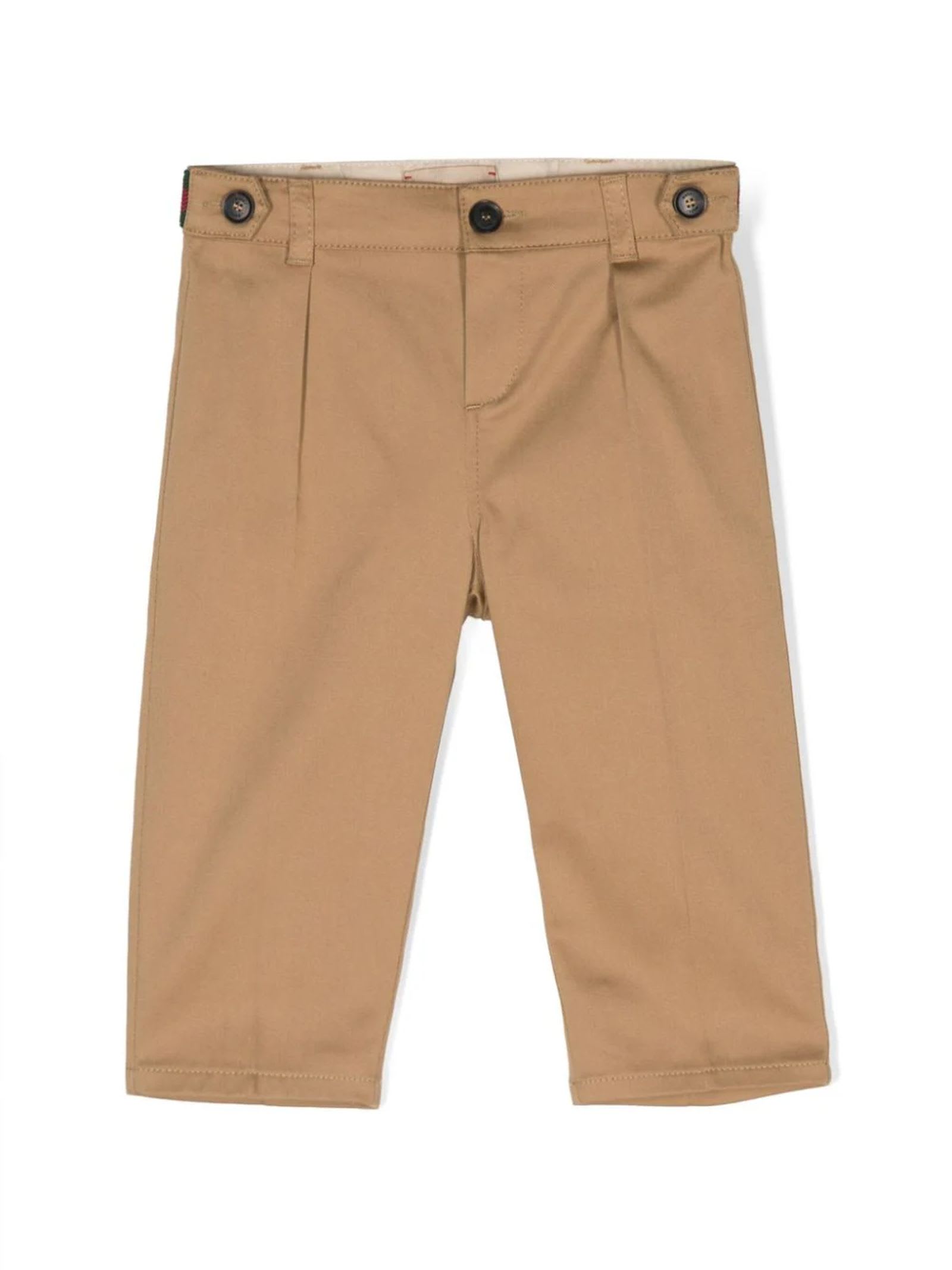 GUCCI BROWN STRETCH-COTTON TROUSERS