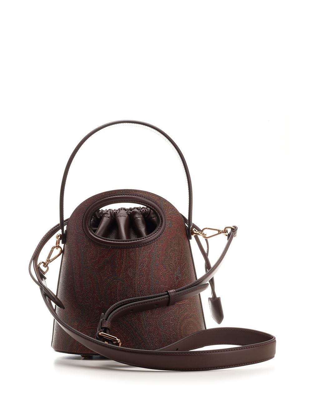 Shop Etro Medium Saturno Bucket Bag In Bordeaux