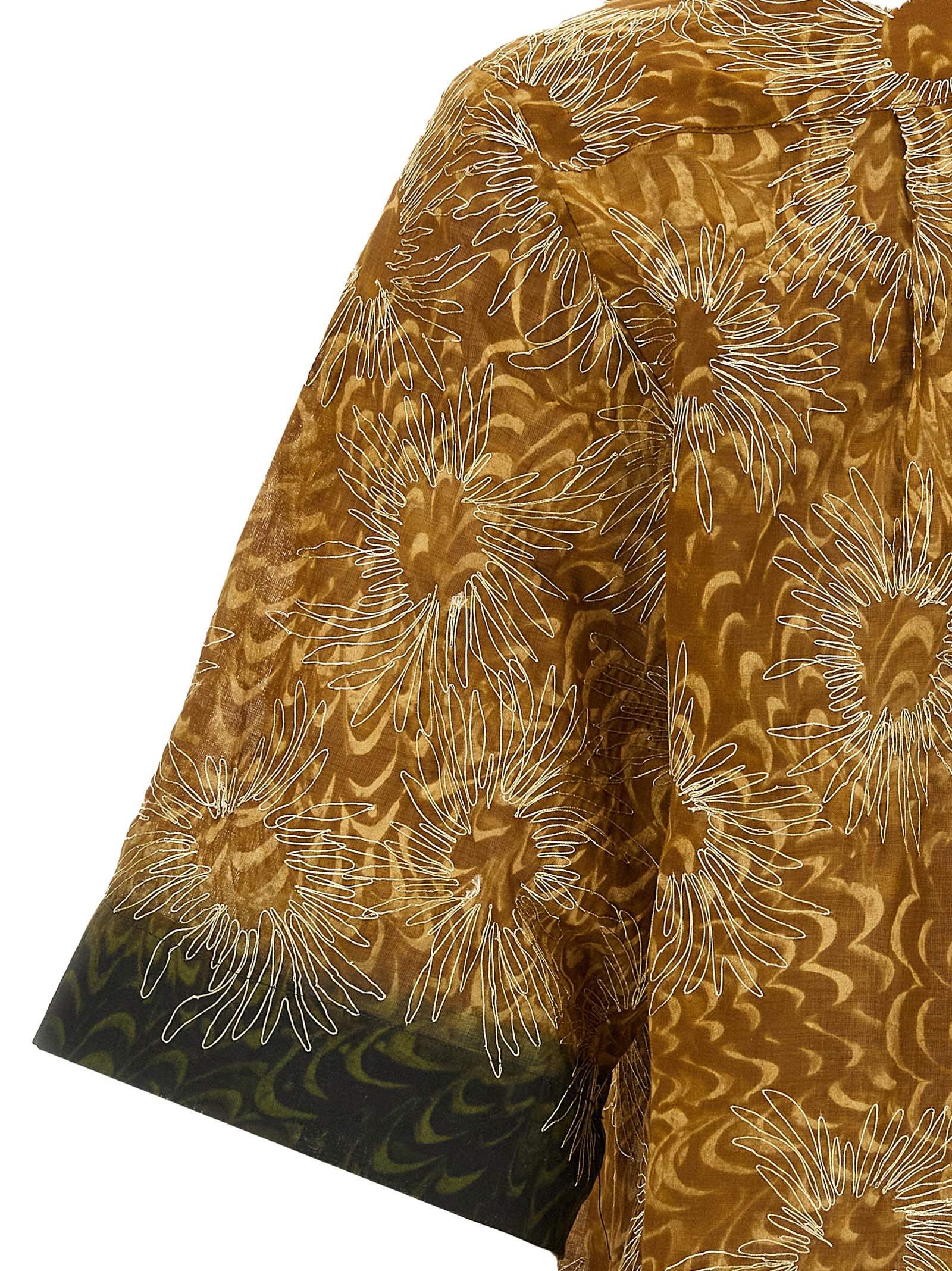 Dries Van Noten Short Sleeve Cotton Shirt In Multicolor