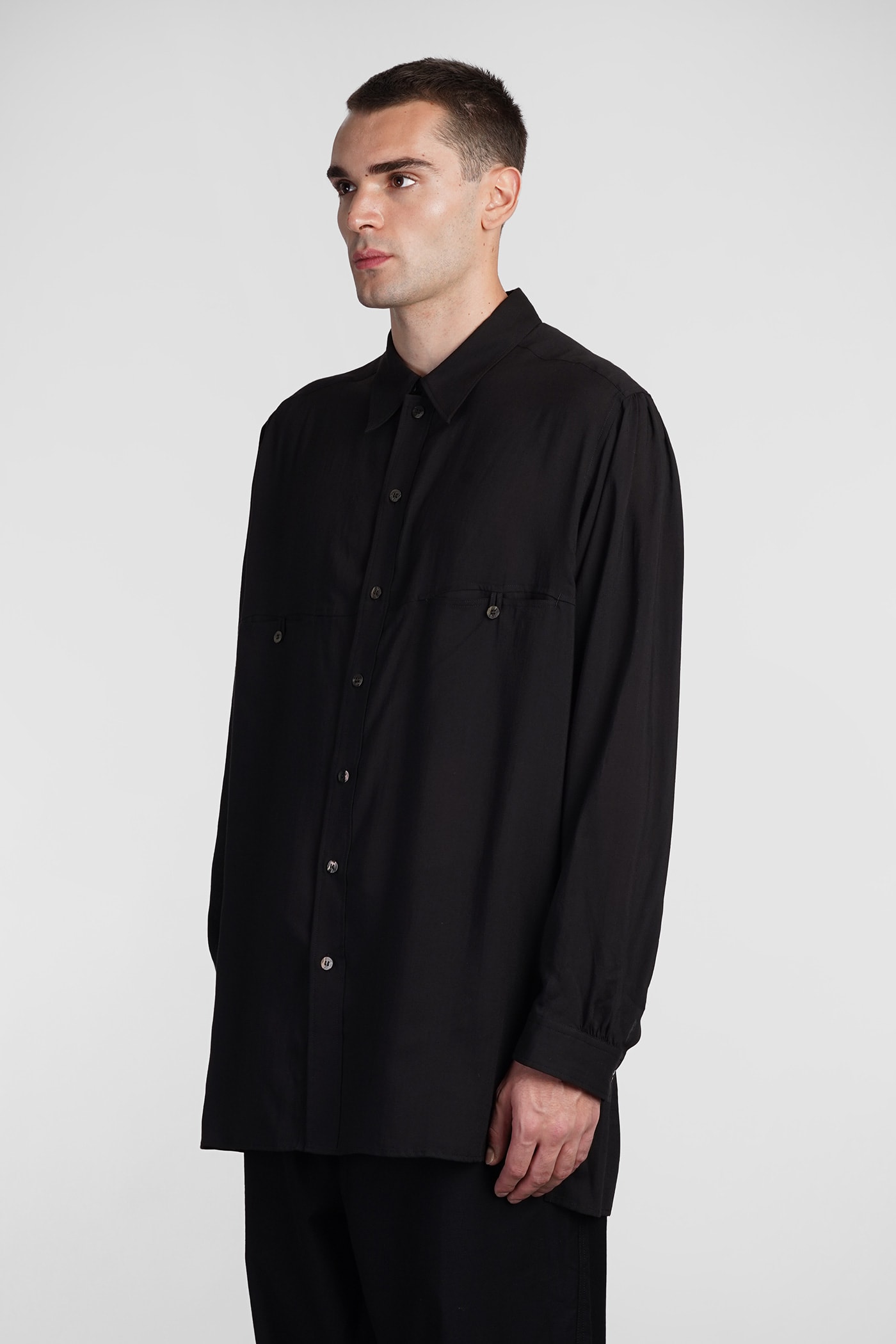 Shop Yohji Yamamoto Shirt In Black Cellulose