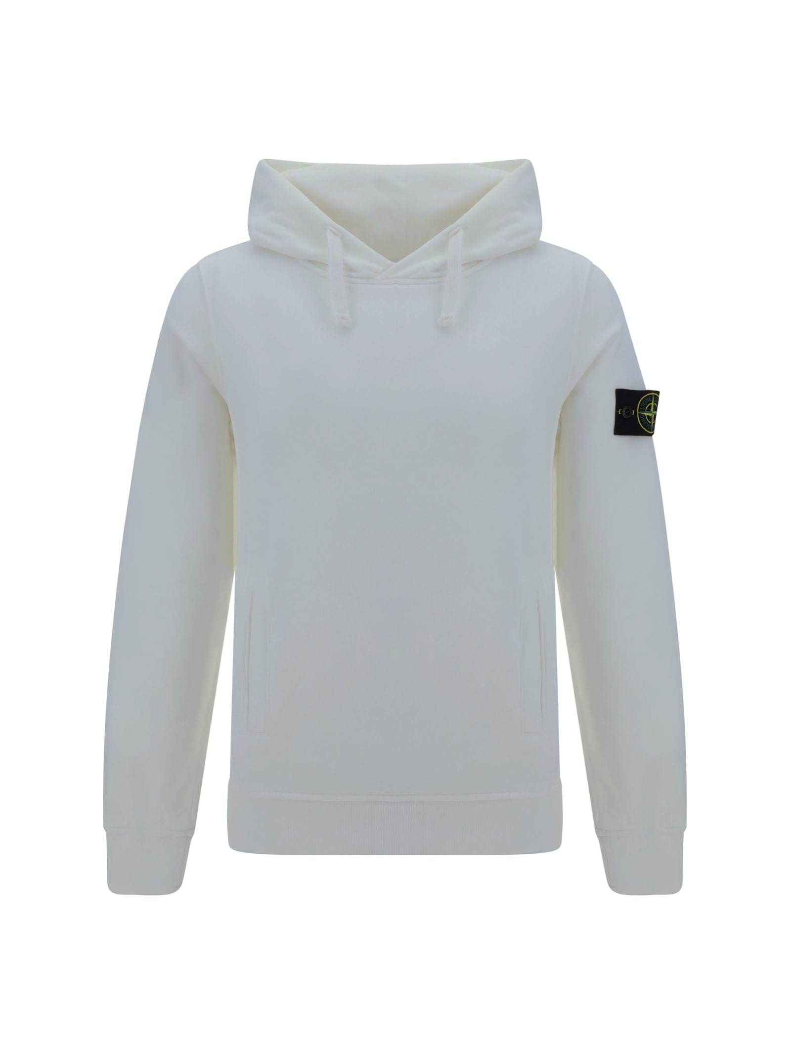 Shop Stone Island Hoodie In Bianco