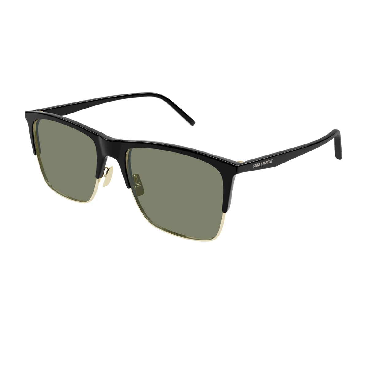 Shop Saint Laurent Sl 768 Linea Sl Logo 001 Black Green Sunglasses