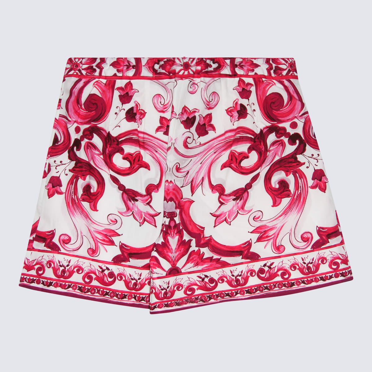 Shop Dolce & Gabbana Maioliche Fuchsia Cotton Shorts In Maioliche Fuxia