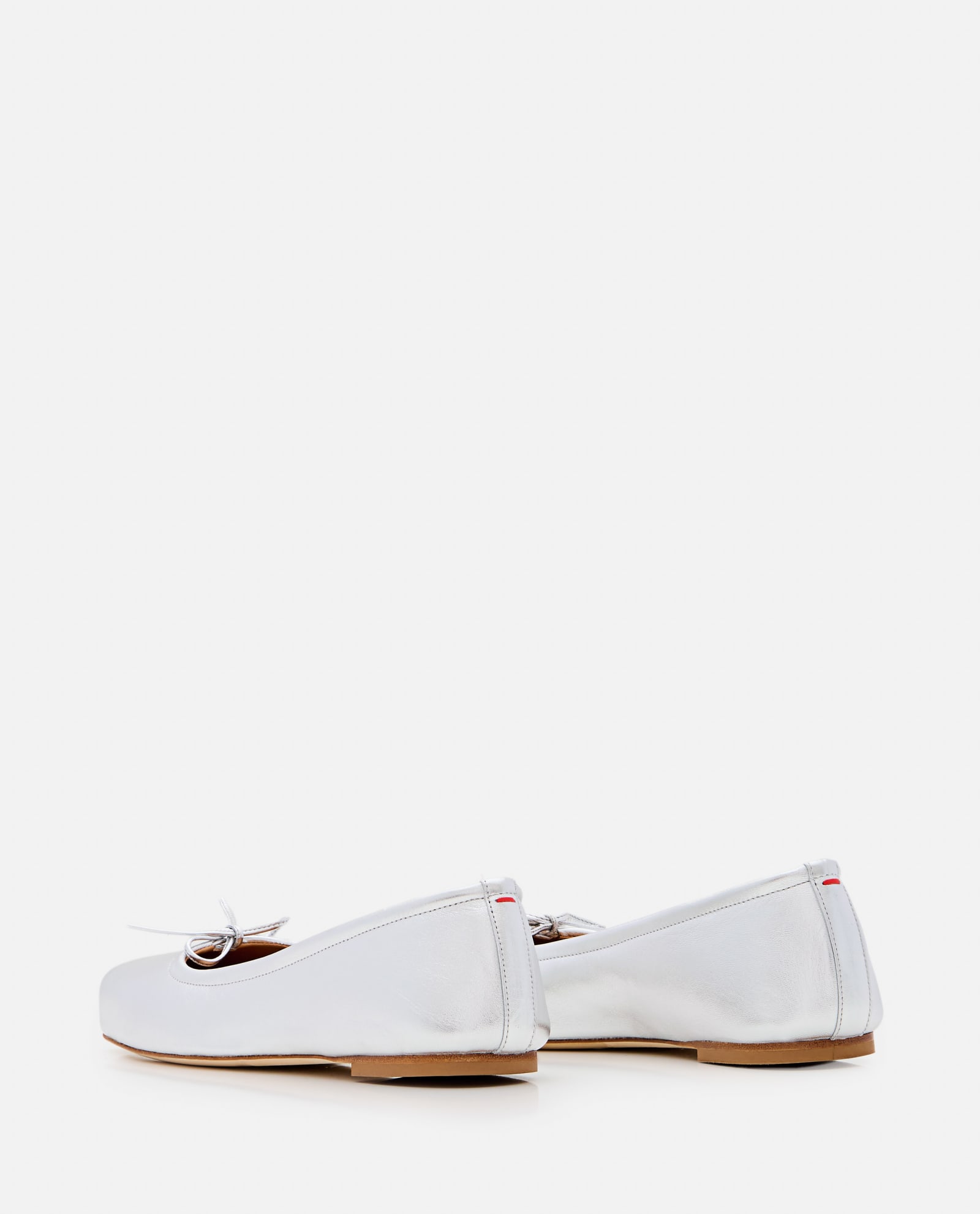 Shop Aeyde Gabriella Laminated Nappa Leather Ballet Flat In Silver