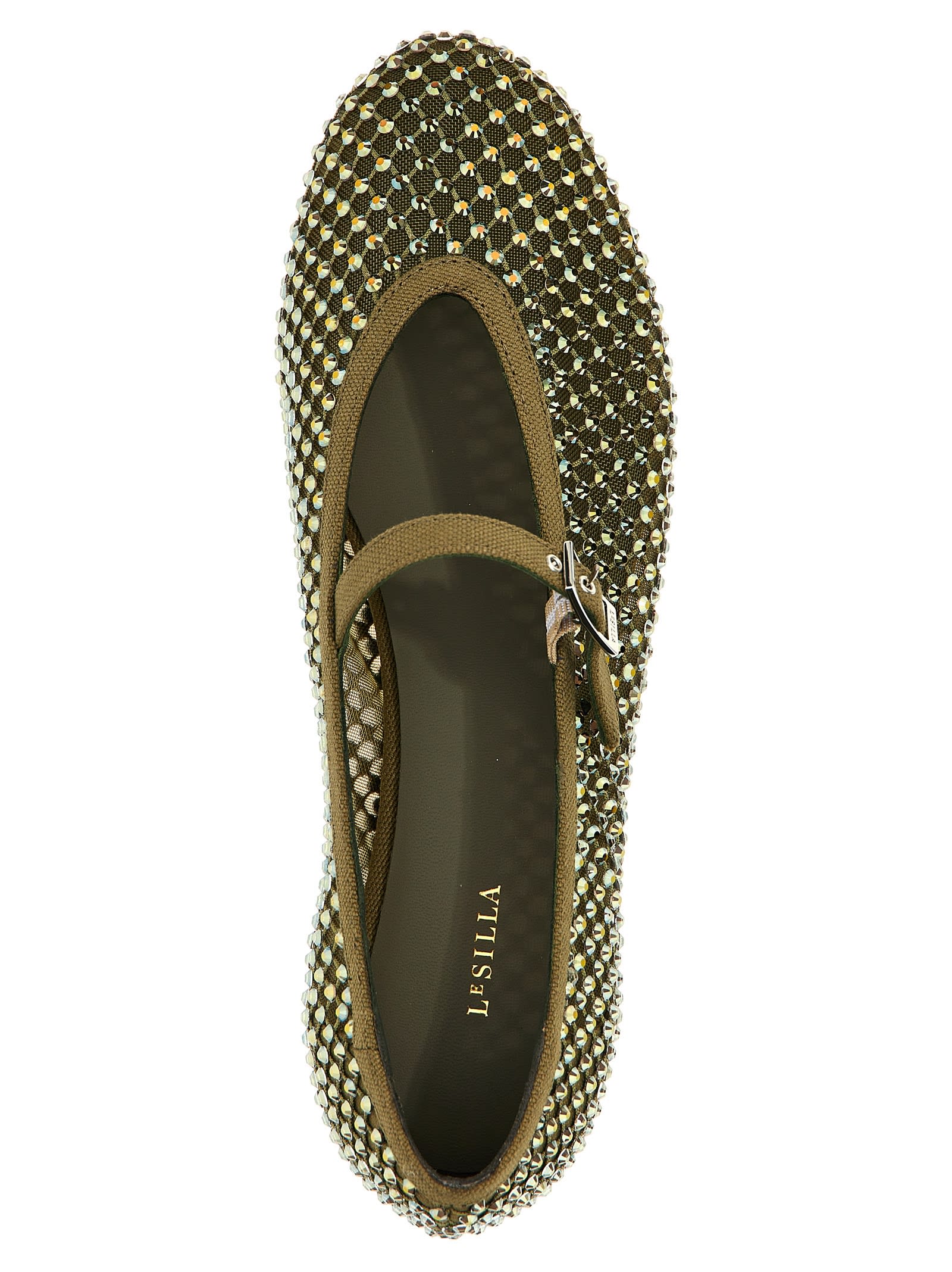 Le Silla Embellished Round Toe Ballerina Flats In Green