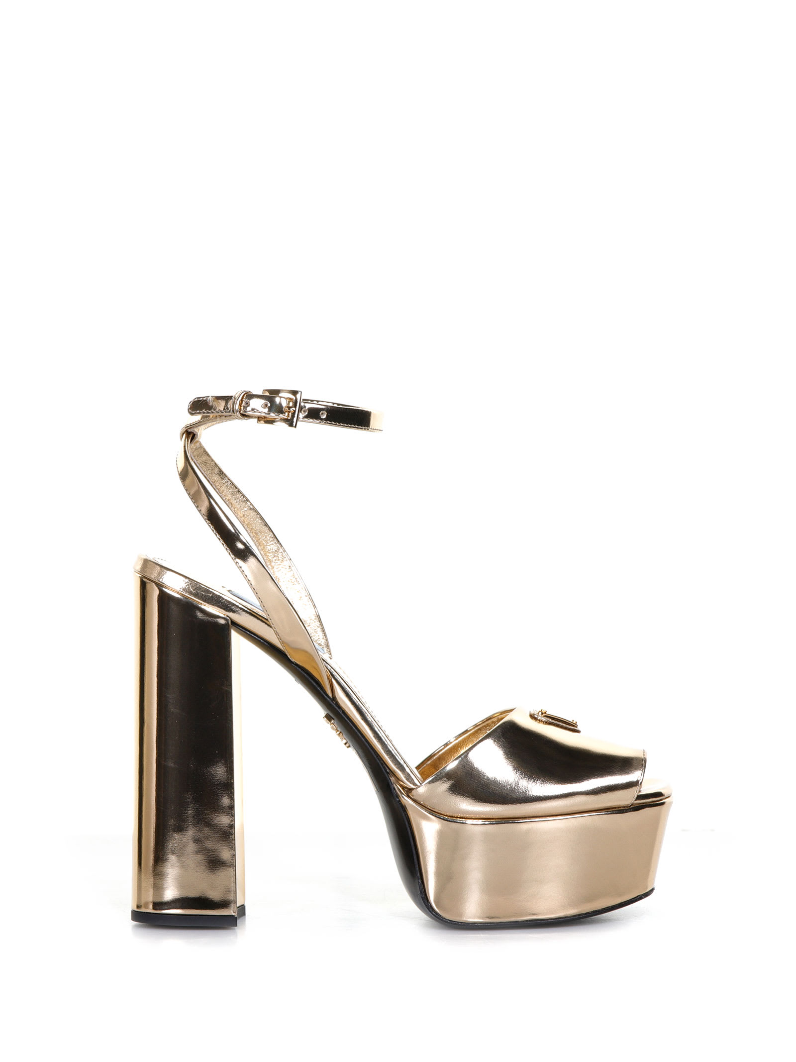 Prada Platform Sandals In Metallic Leather