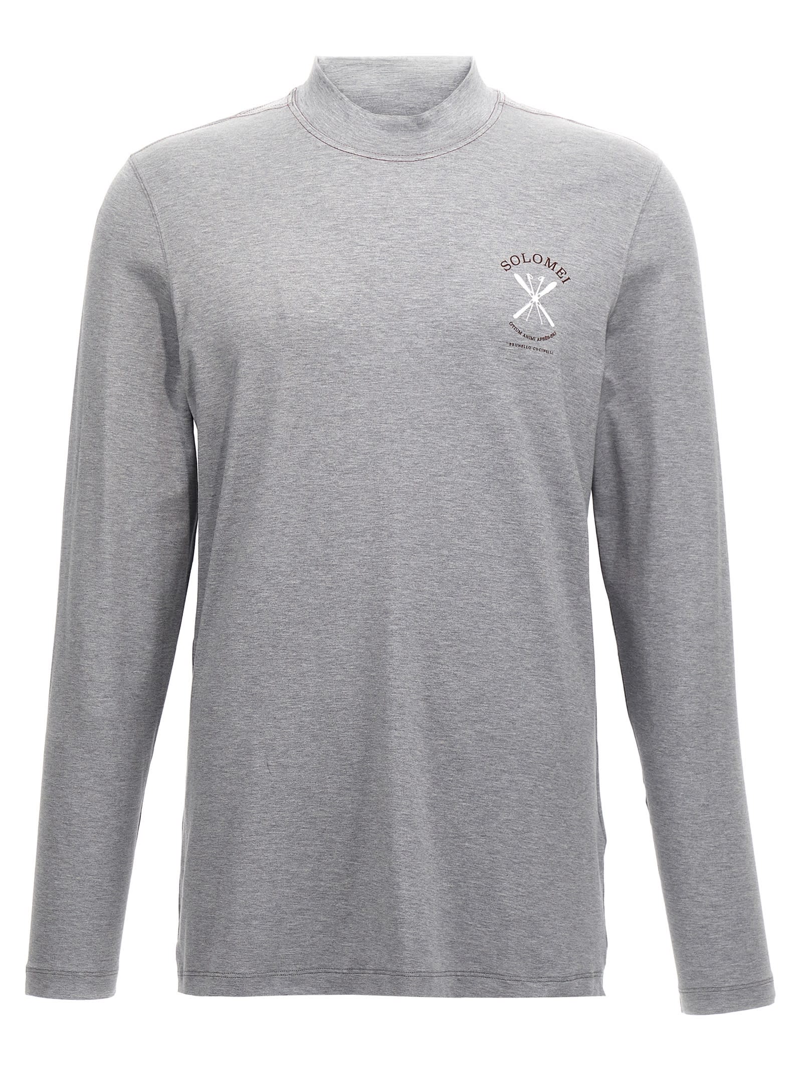 Shop Brunello Cucinelli Printed T-shirt In Gray