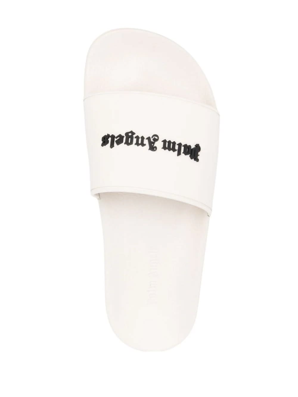 Shop Palm Angels Beige Slippers With Black Logo In White