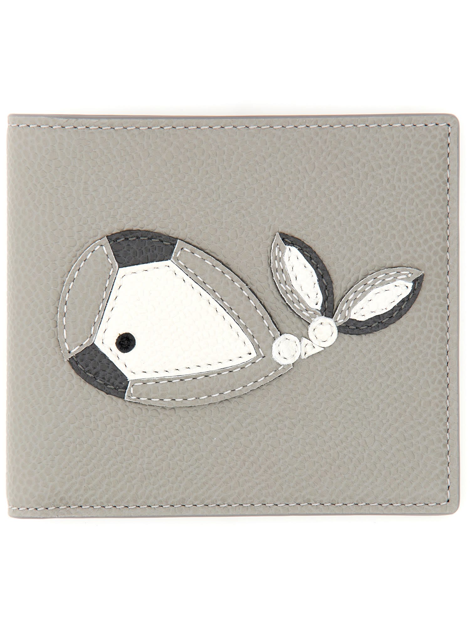 Thom Browne Wallet With Whale Application In Grigio