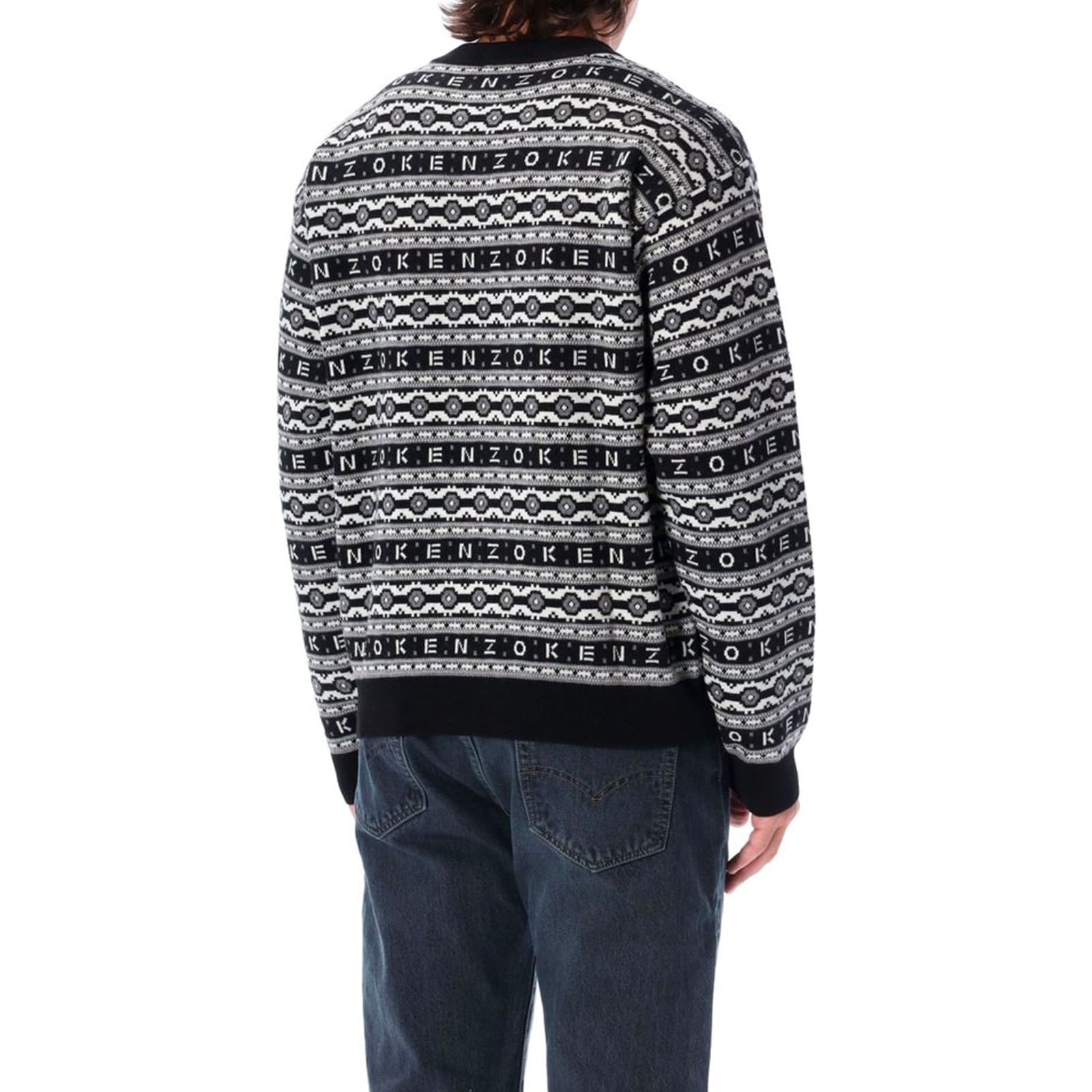 Shop Kenzo Striped Wool Sweater In Black