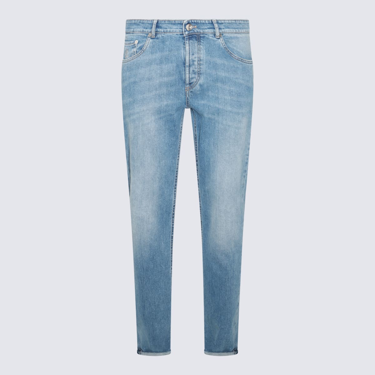 Shop Brunello Cucinelli Blue Cotton Jeans In Clear Blue