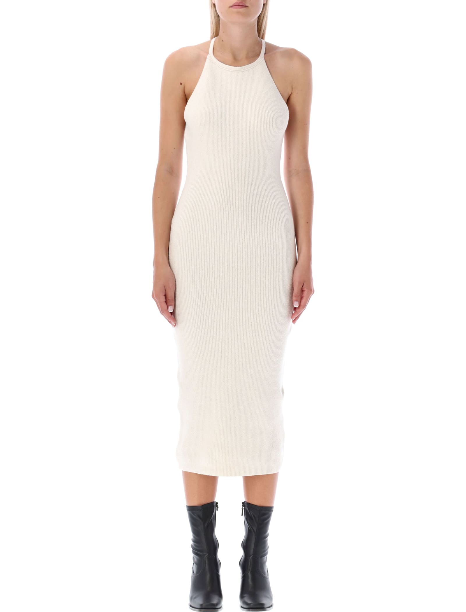 Helmut Lang Off-white Beaded Tank Midi Dress In Ivory