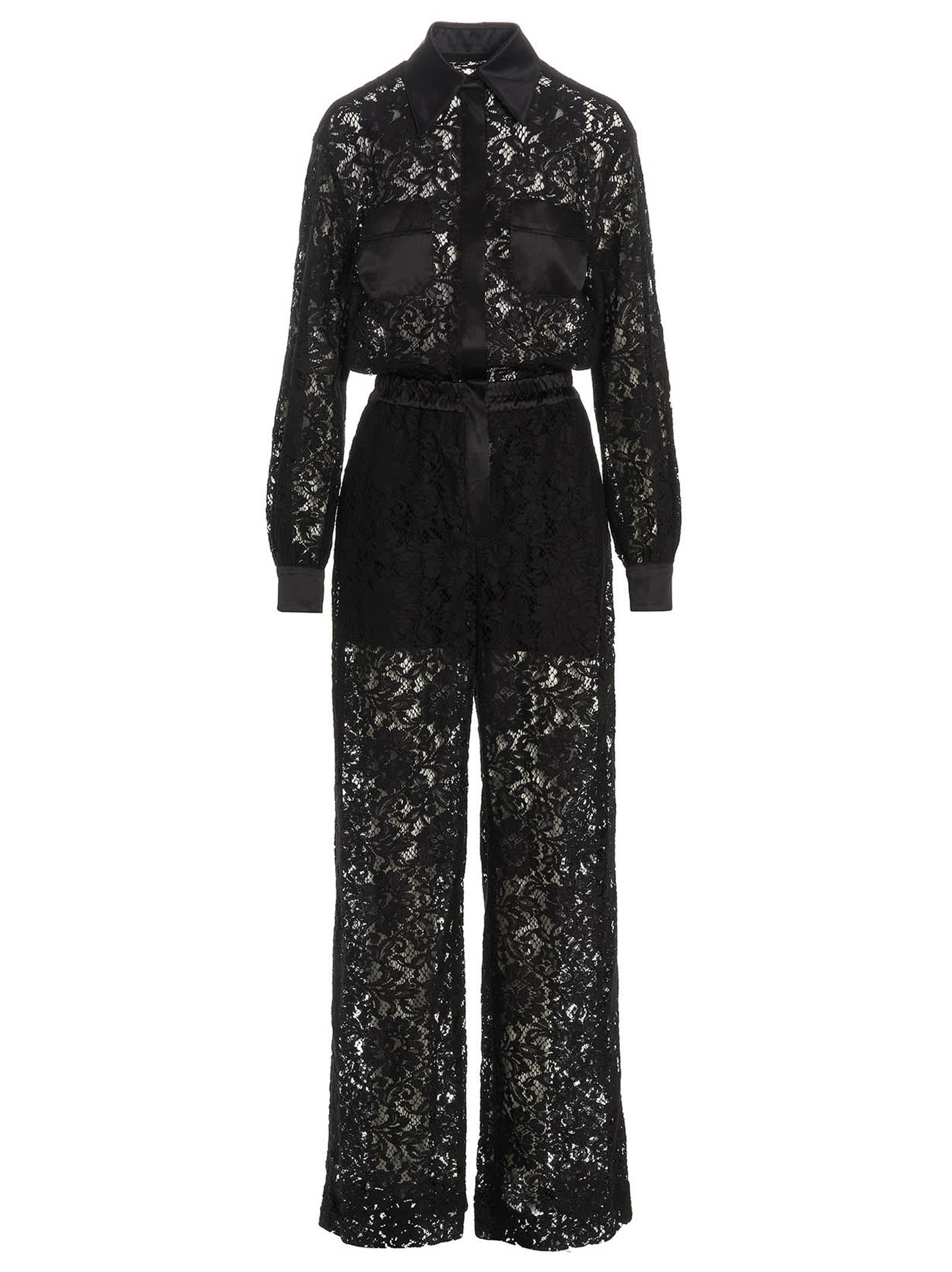 Dolce & Gabbana Cord Lace One-length Bodysuit In Black