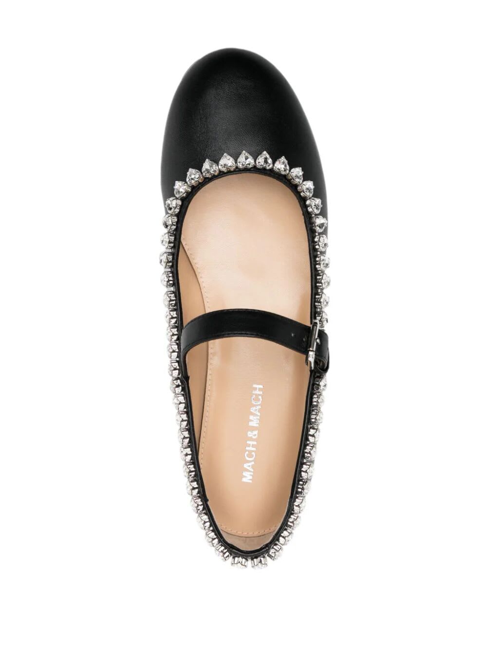 Shop Mach &amp; Mach Audrey Nappa Leather Round Toe Ballerina In Black