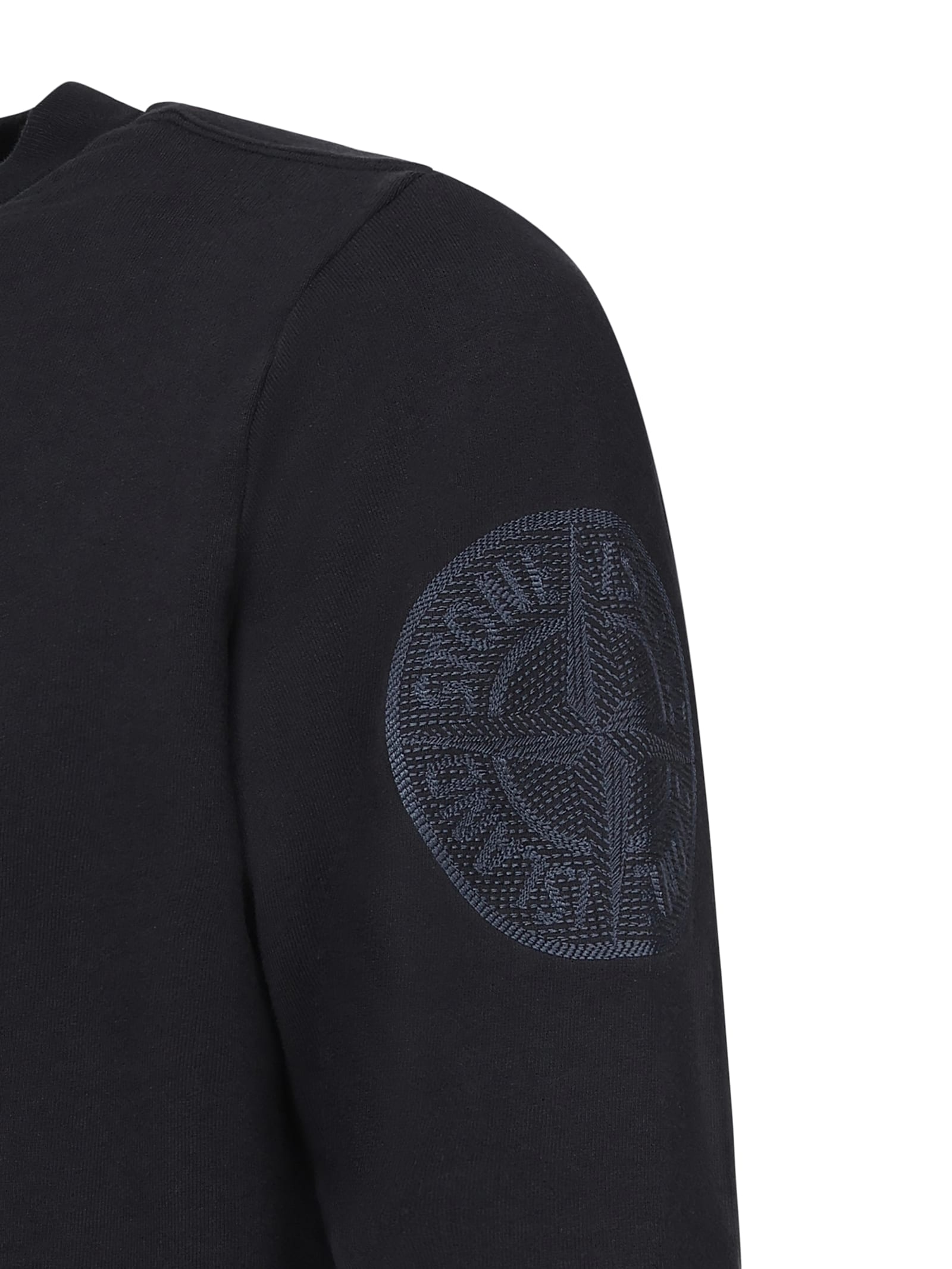 Stone Island Crewneck Sweatshirt With Compass Embroidery In Black