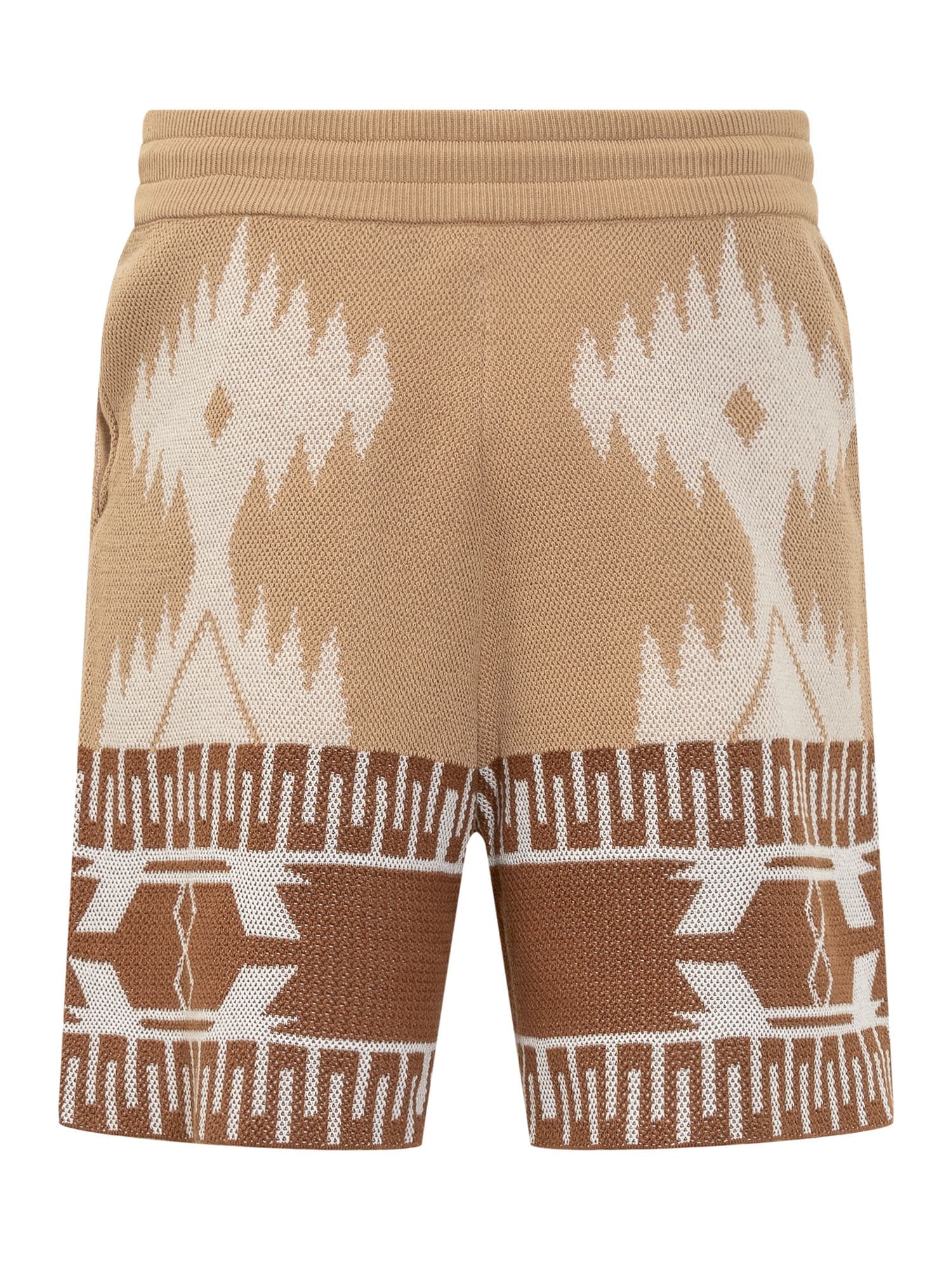 Shop Alanui Bermuda With Icon Piquet Motif In Beige Brown