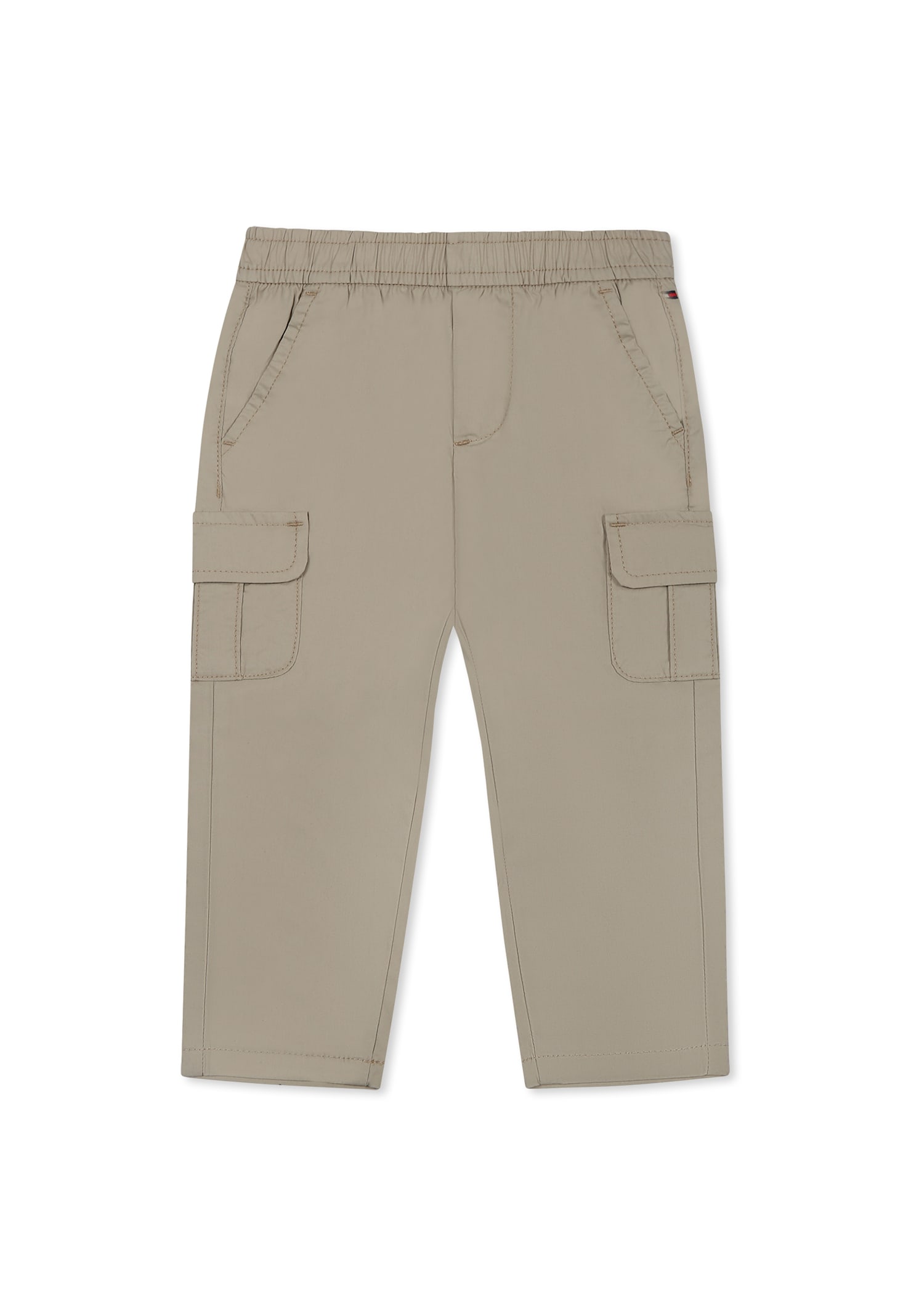 Tommy Hilfiger Beige Trousers For Baby Boy With Flag In Beige