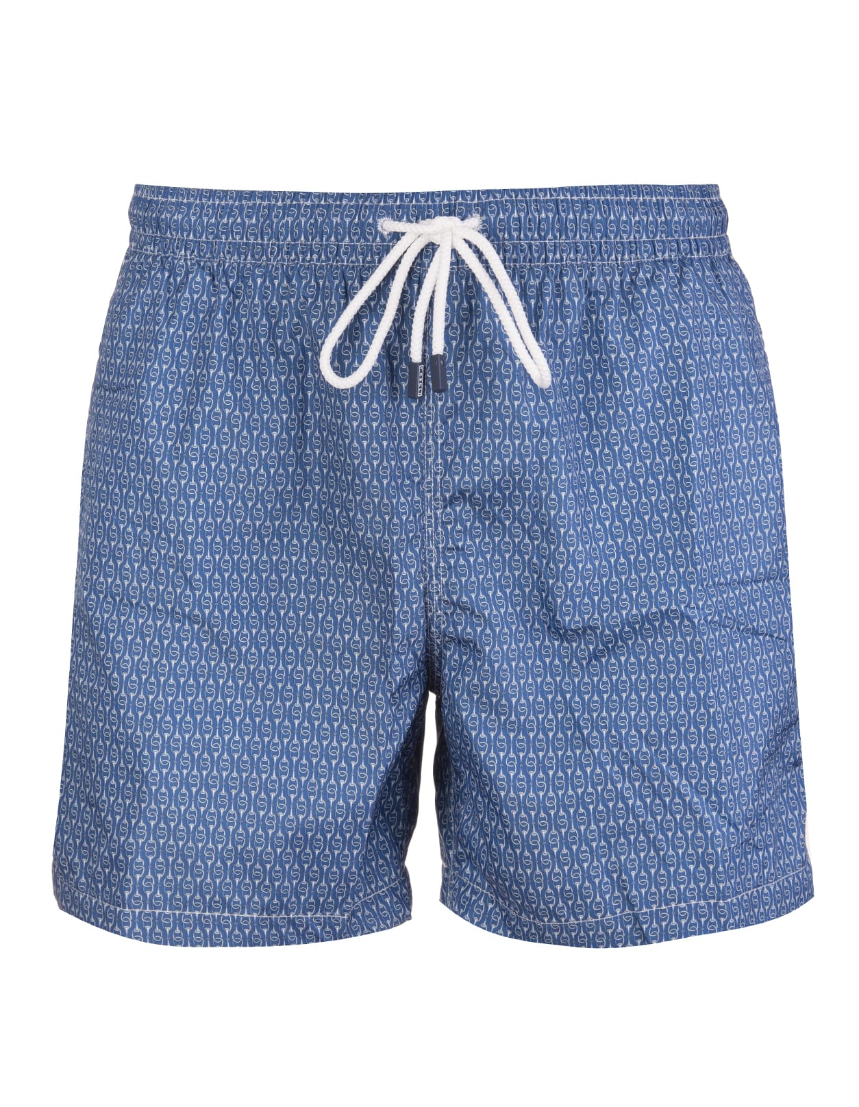 Fedeli Dark Blue Swimming Trunks With Contrast Micro Pattern