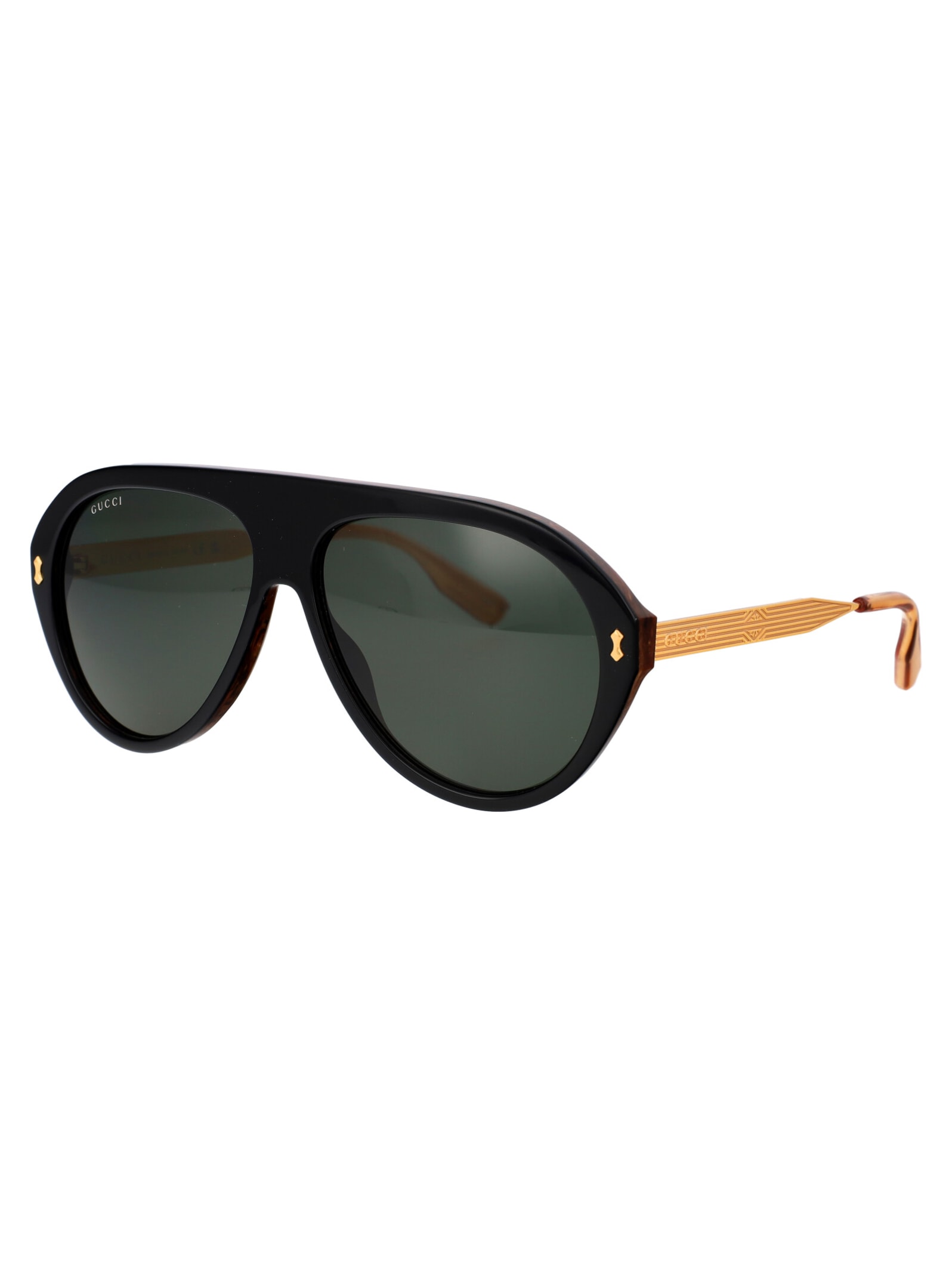 Shop Gucci Gg1515s Sunglasses In 001 Black Gold Grey