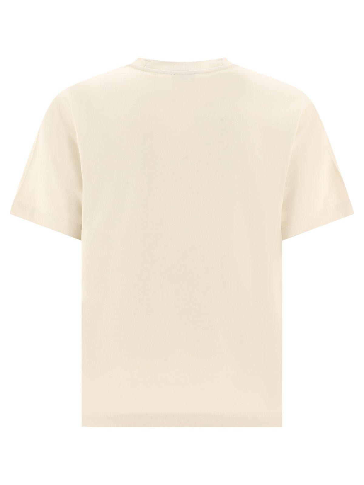 Shop Burberry Graphic Printed Crewneck T-shirt In Neutrals/blue