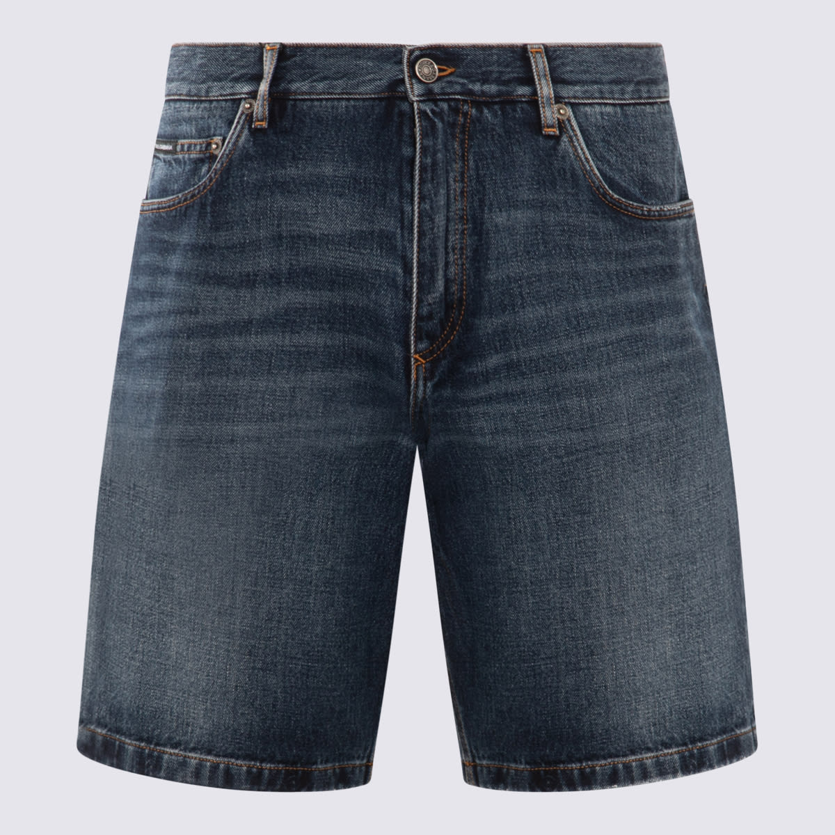 Shop Dolce & Gabbana Dark Blue Cotton Denim Shorts