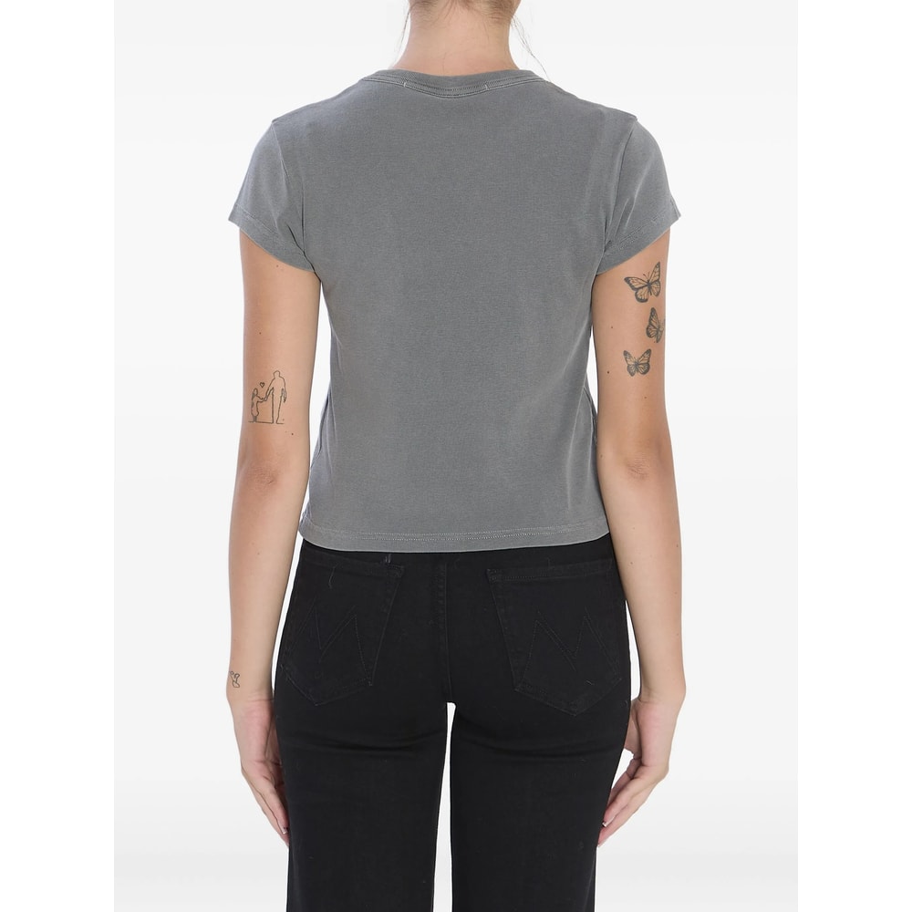 Alexander Wang Slim Fit Cropped Baby T-shirt With Graphic In Gray