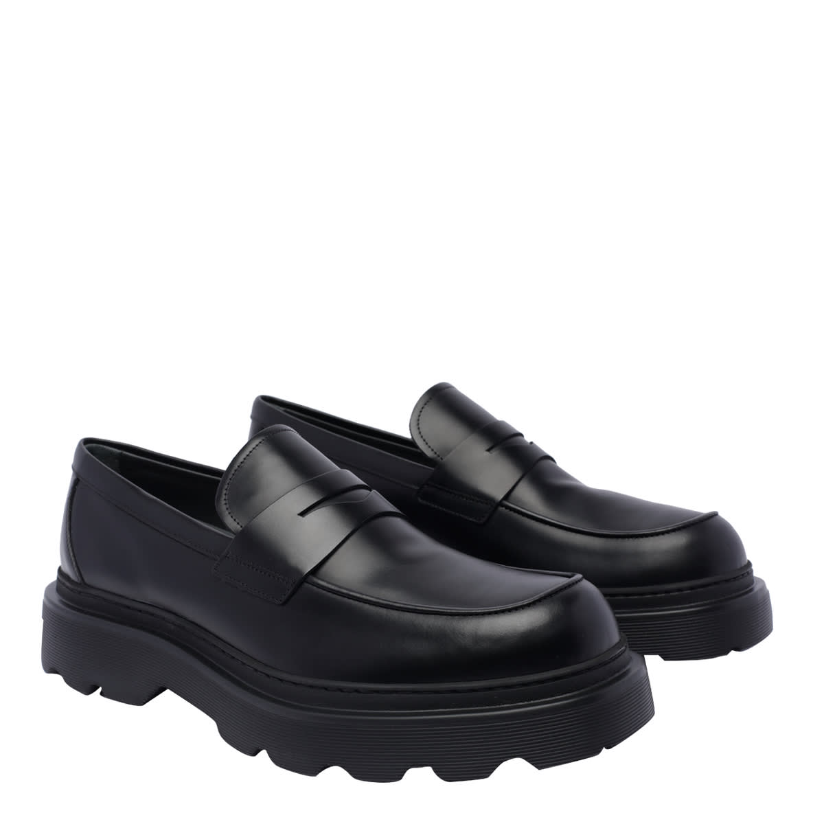 Shop Tod's Leather Loafers In Black