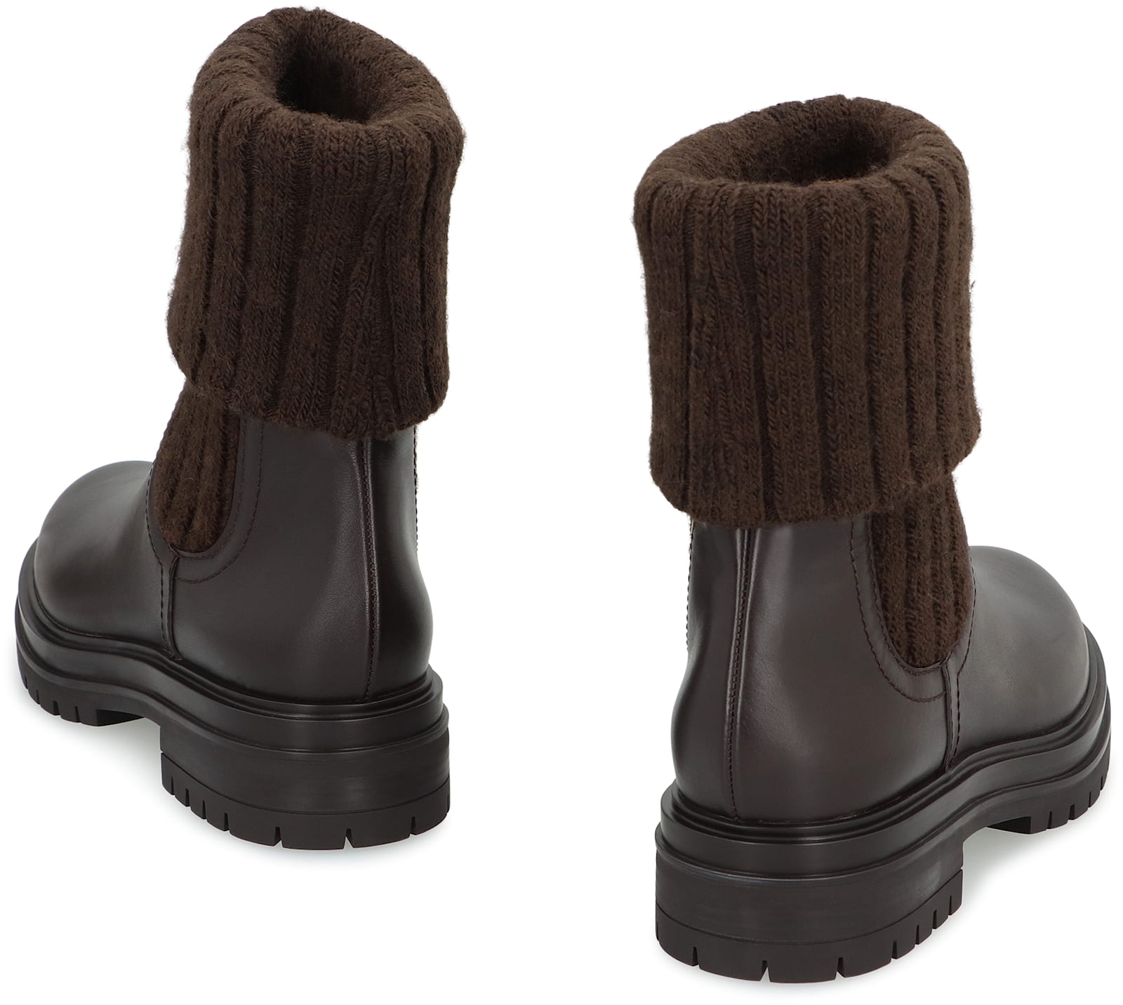 Gianvito Rossi Tenney Calf Knit Chalet Boots Mocha In Brown