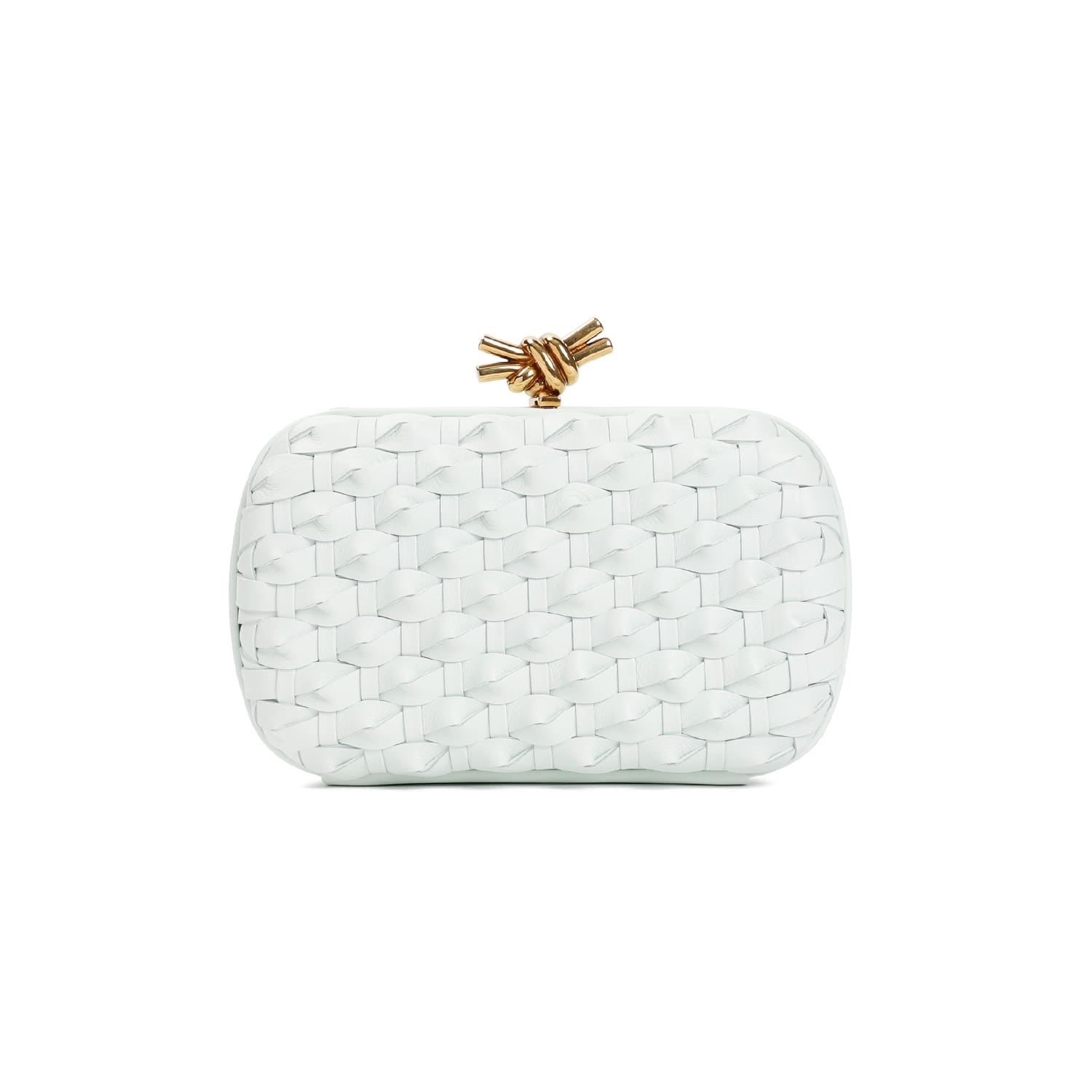 Shop Bottega Veneta Knot Minaudiere Bag In Glacier Brass