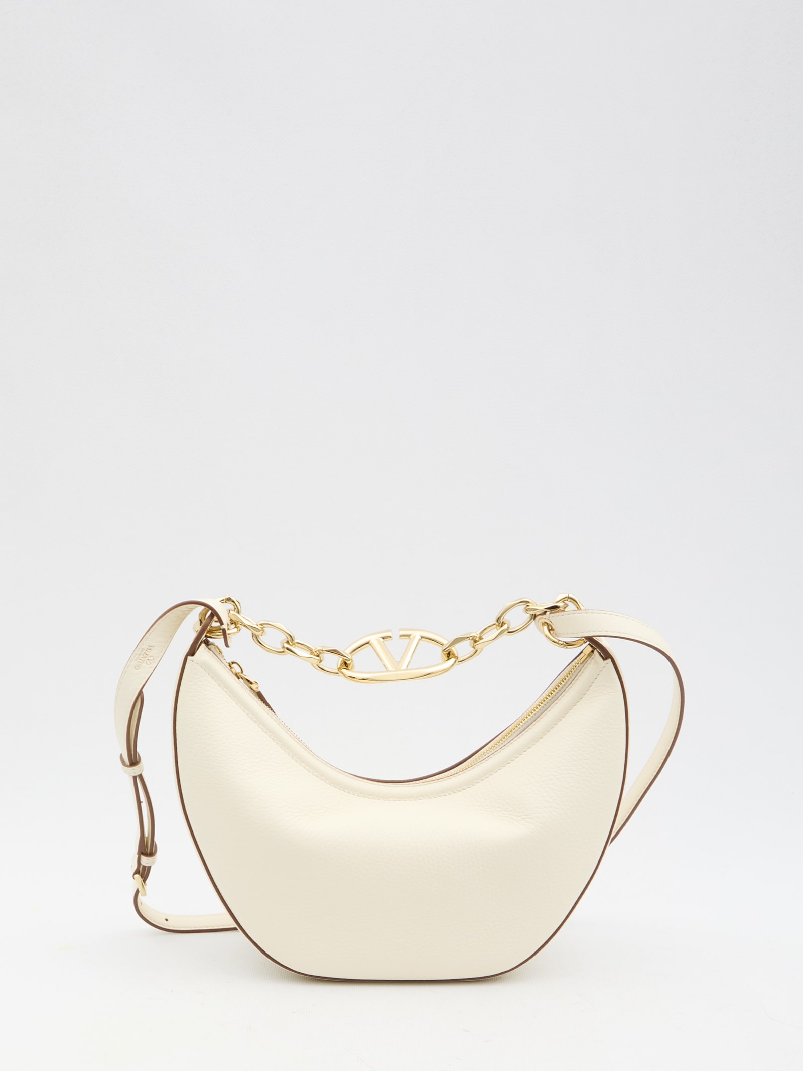 Shop Valentino Small Vlogo Moon Hobo Bag In Ivory