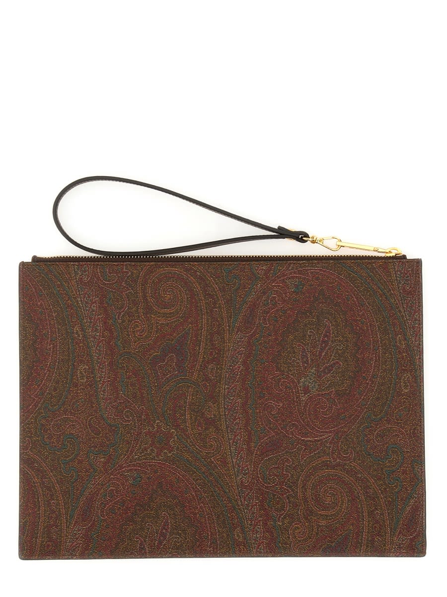 Shop Etro Pouch Paisley Jacquard Medium In Multicolour