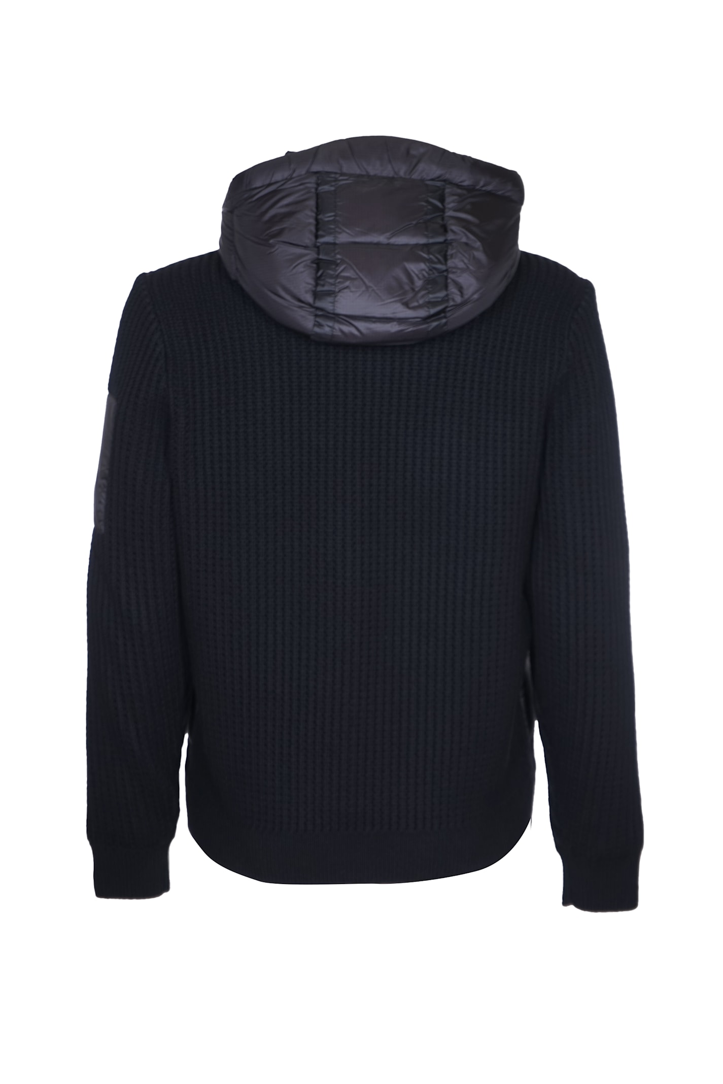 Shop C.p. Company Ribbed Knit Padded Jacket In Black