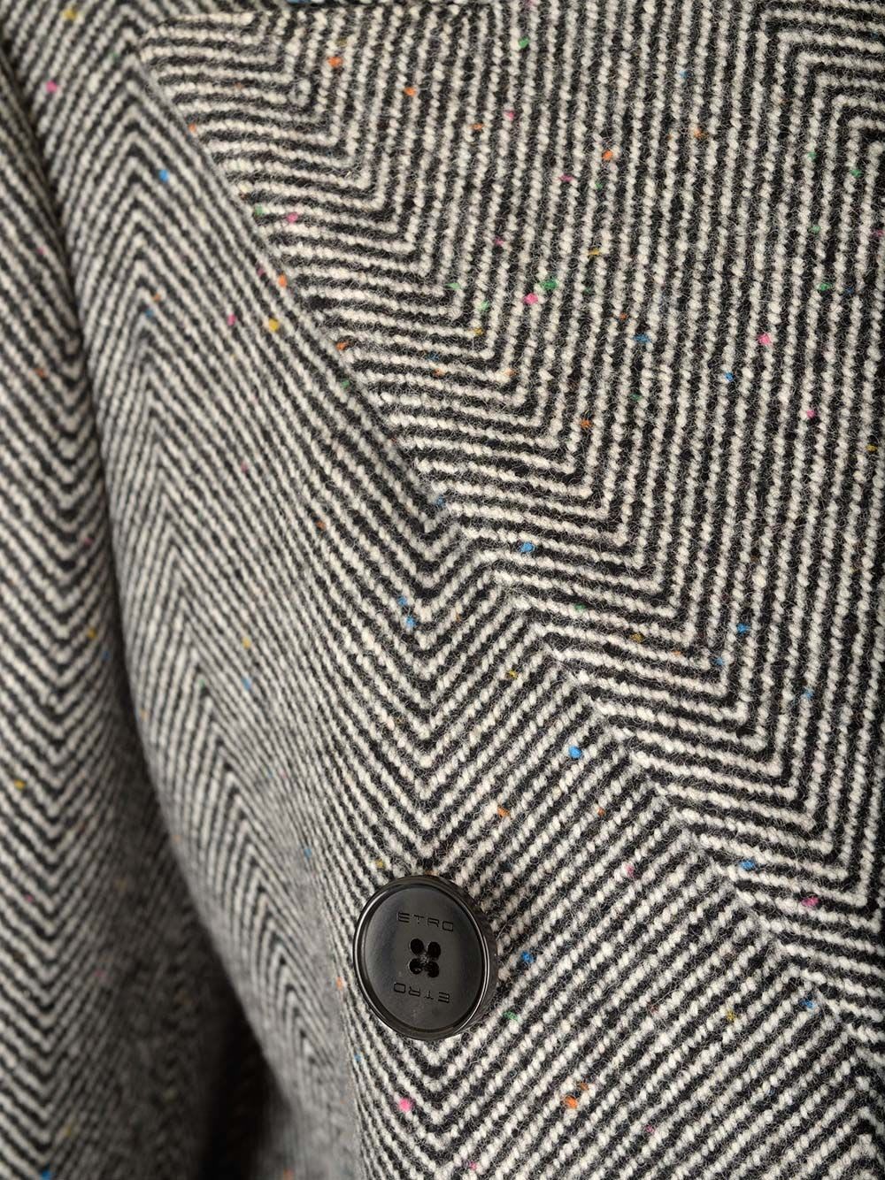 Shop Etro Herringbone Coat In Grey