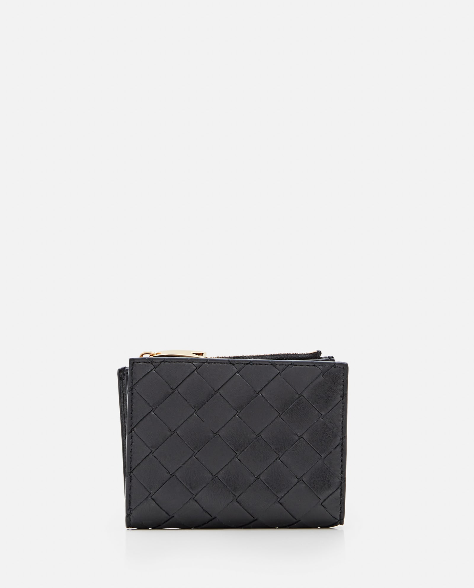 Bottega Veneta Small Bi-fold Leather Zip Wallet In Black