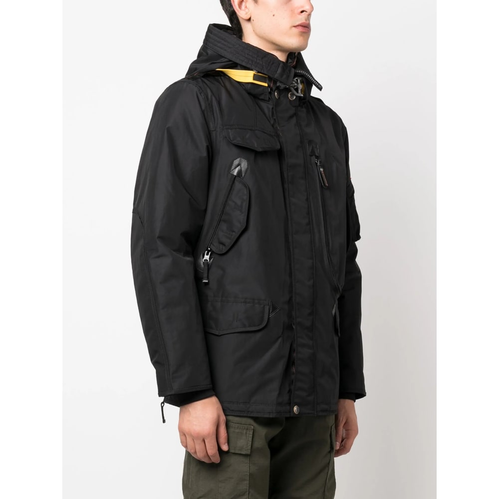Parajumpers Oversized Black Jacket With Zippered Pockets In Blue