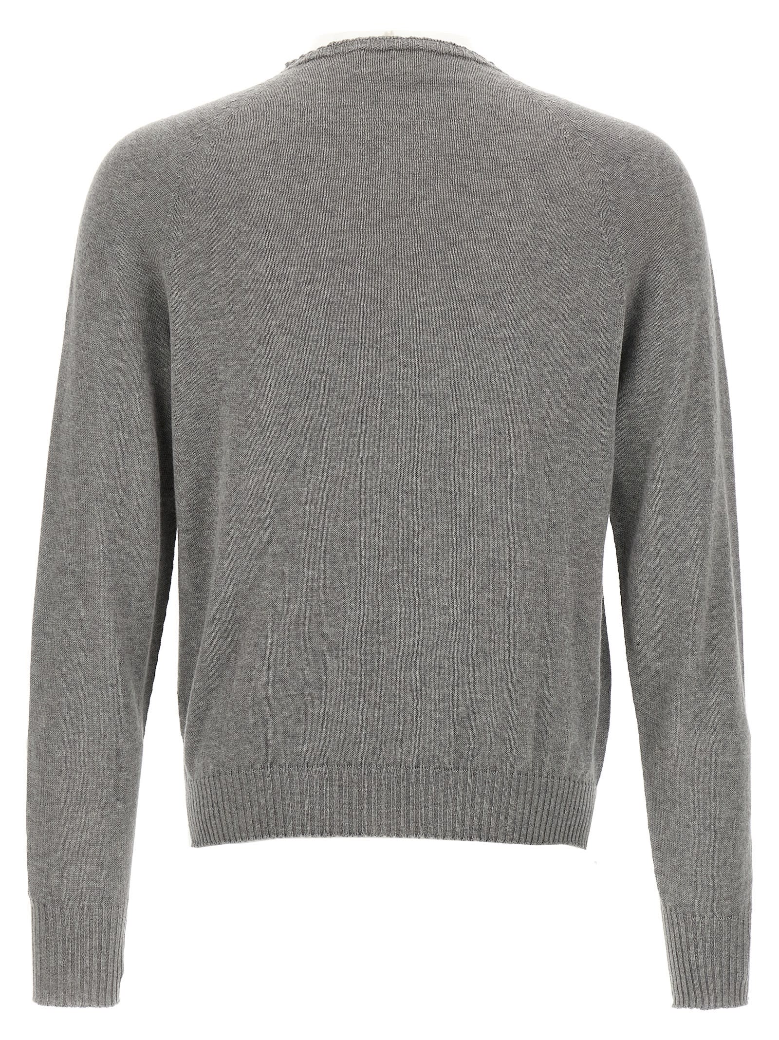 Ma'ry'ya Cashmere Blend Wool Sweater With Ribbed Details In Gray