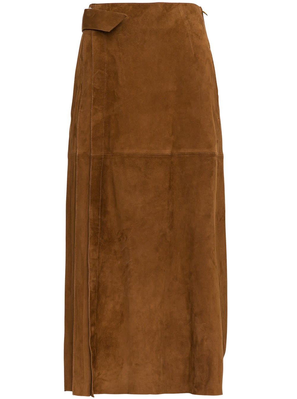 Alberta Ferretti Long Wrap Brown Suede Skirt