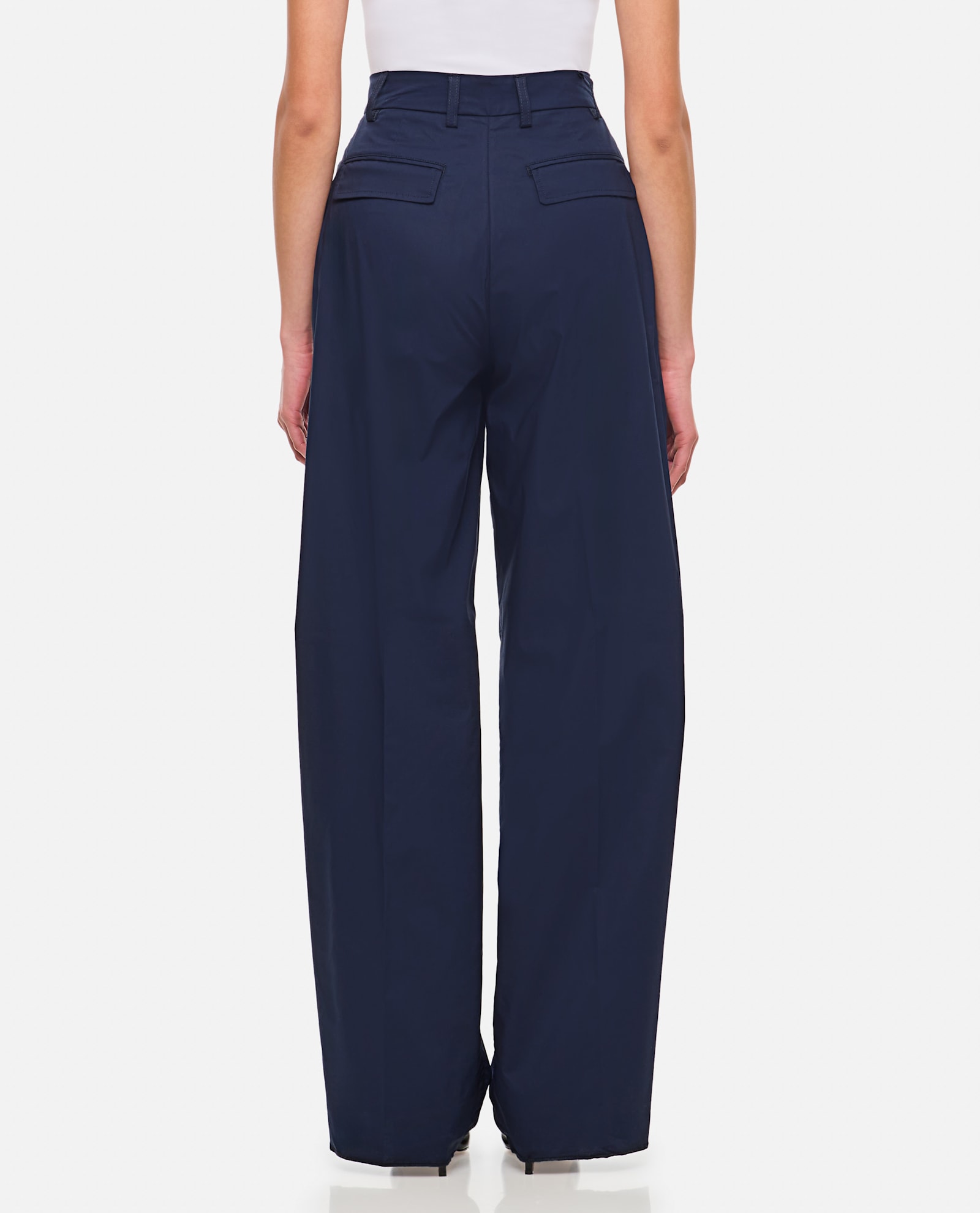 The Latest Blue Axel Popeline High-waisted Wide-leg Trousers In Blue