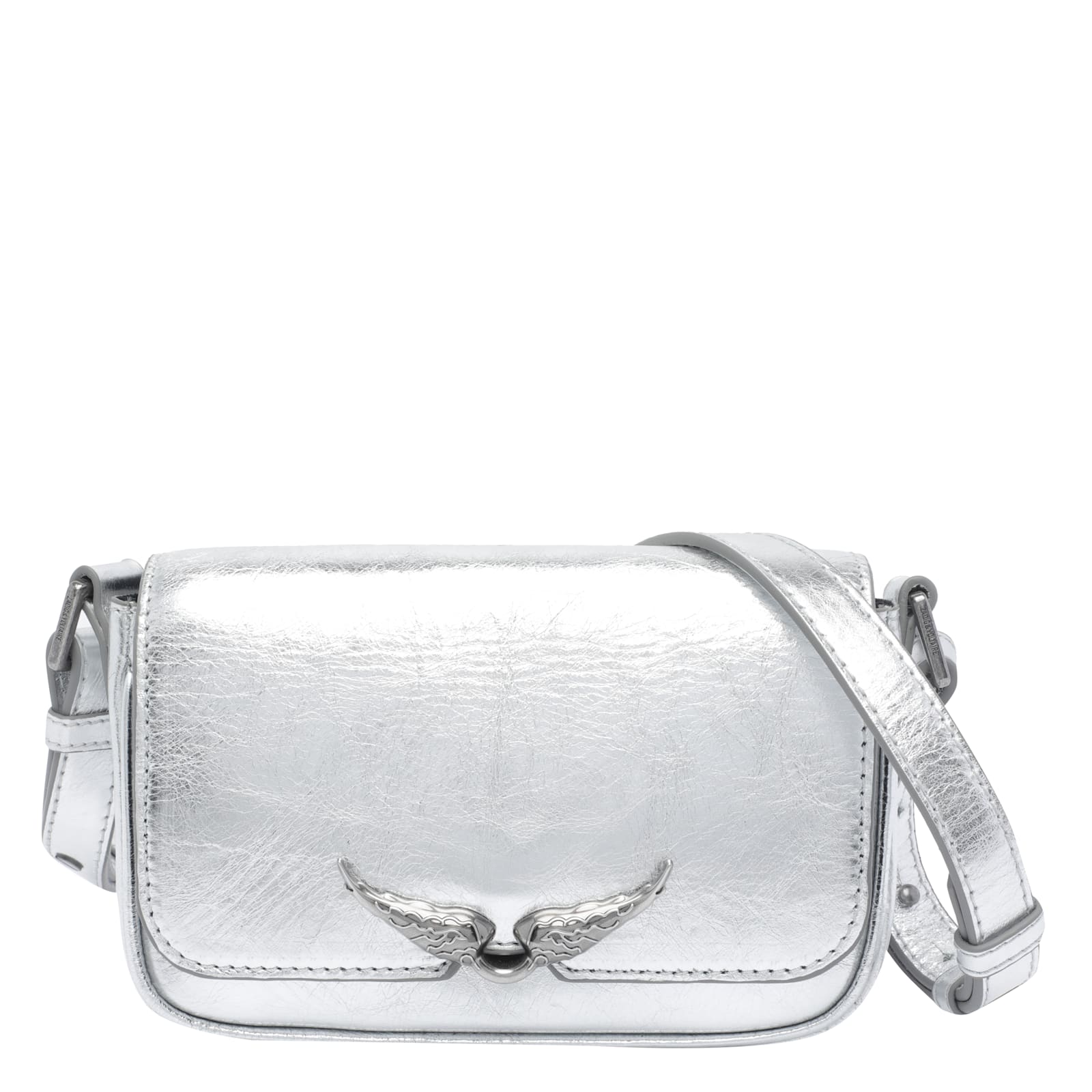 Zadig & Voltaire Le Zazi Vintage Crossbody Bag In Silver