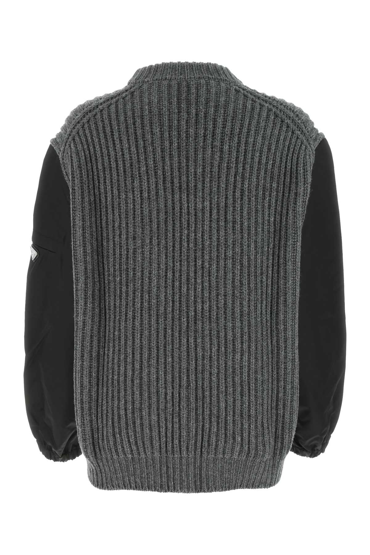 Prada Dark Grey Wool Blend Oversize Sweater In Ardesia