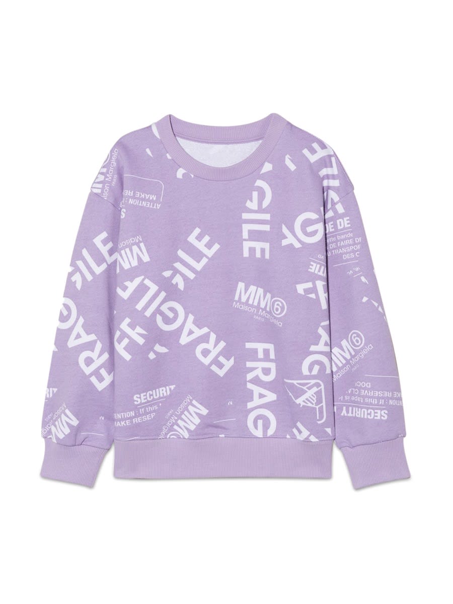 Mm6 Maison Margiela Logo-print Sweatshirt In Lilac