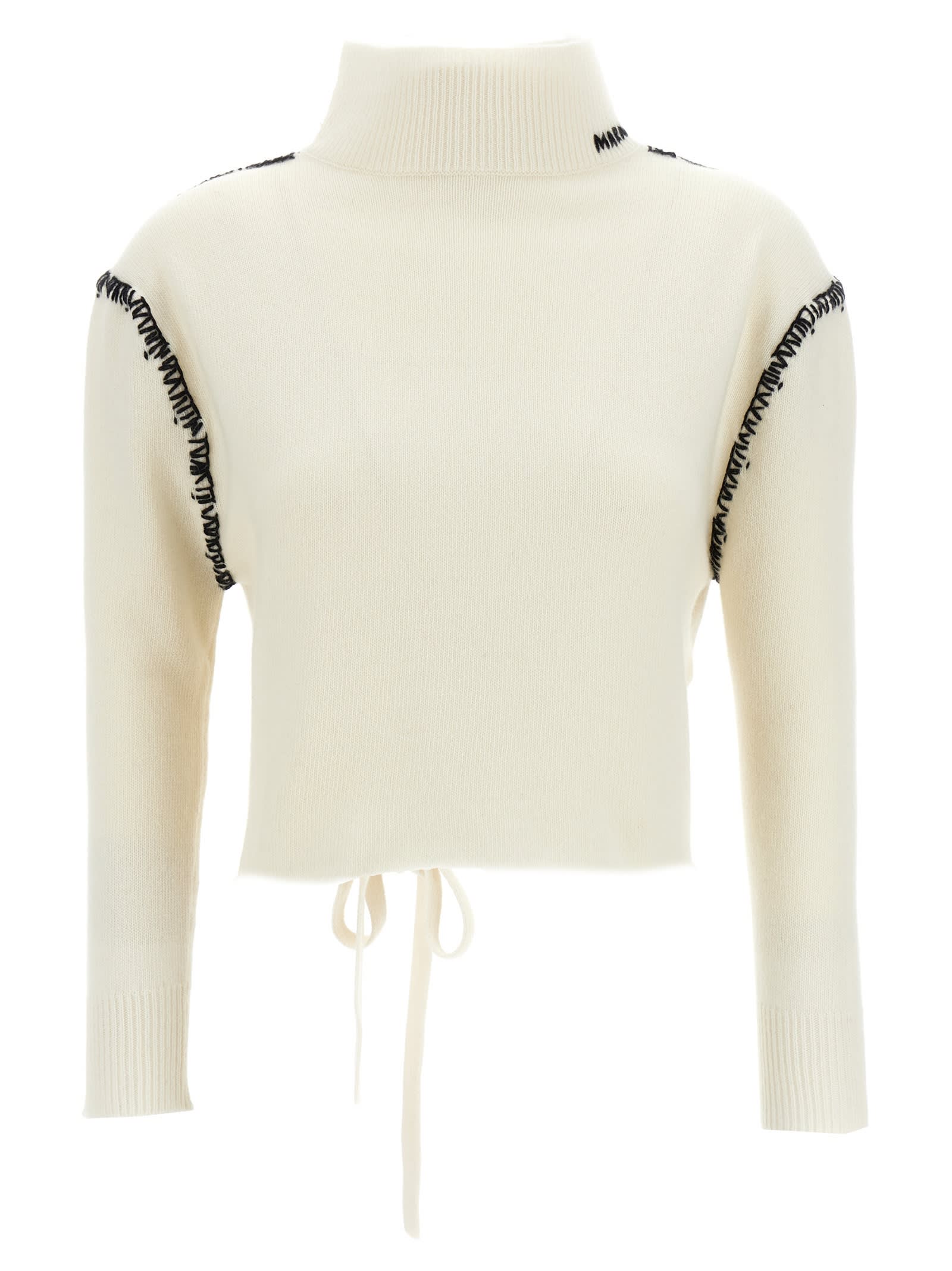 Shop Marni Mending Detail Cardigan In White/black