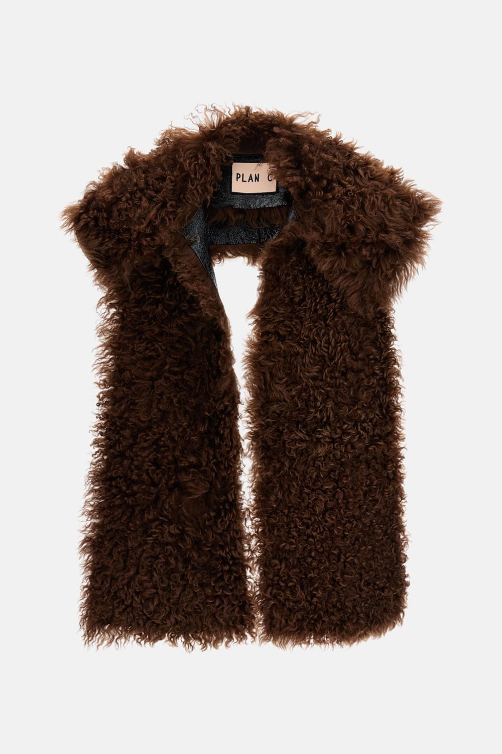Plan C Tobacco Velour Shearling Stole In Brown