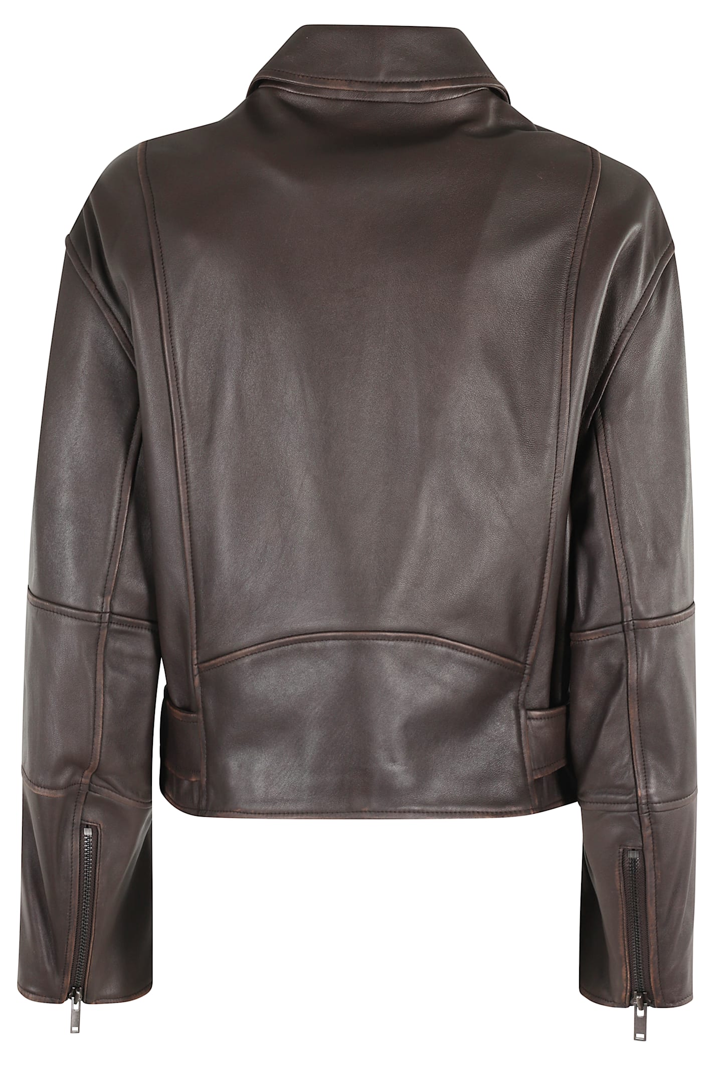 Weekend Max Mara Brown Egizio Leather Jacket In Brown