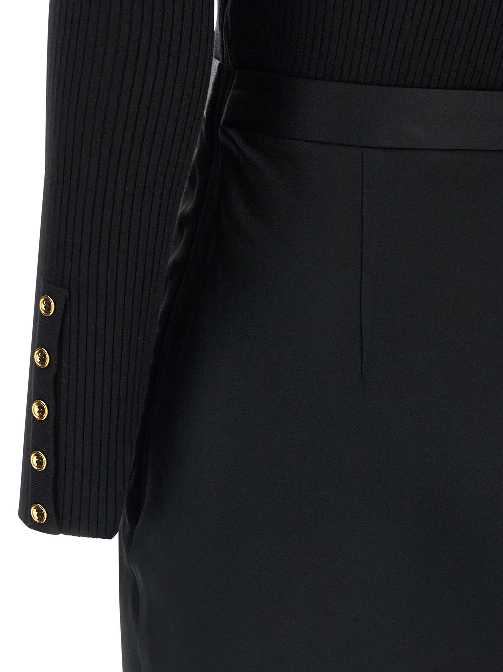 Elisabetta Franchi Ribbed Turtleneck Midi Dress In Black