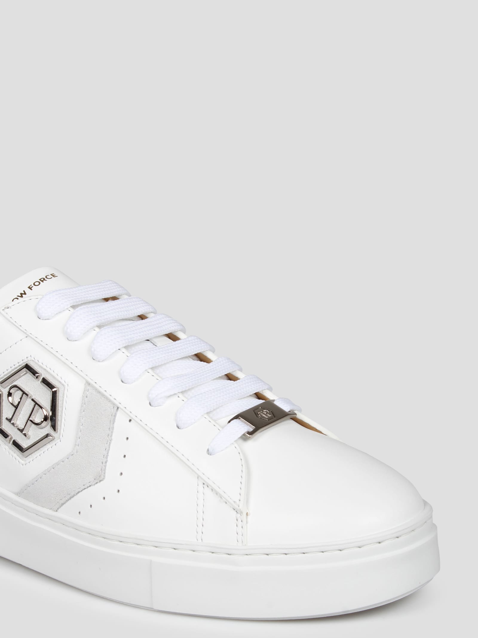 Shop Philipp Plein Lo-top Leather Arrow Force Sneakers In White