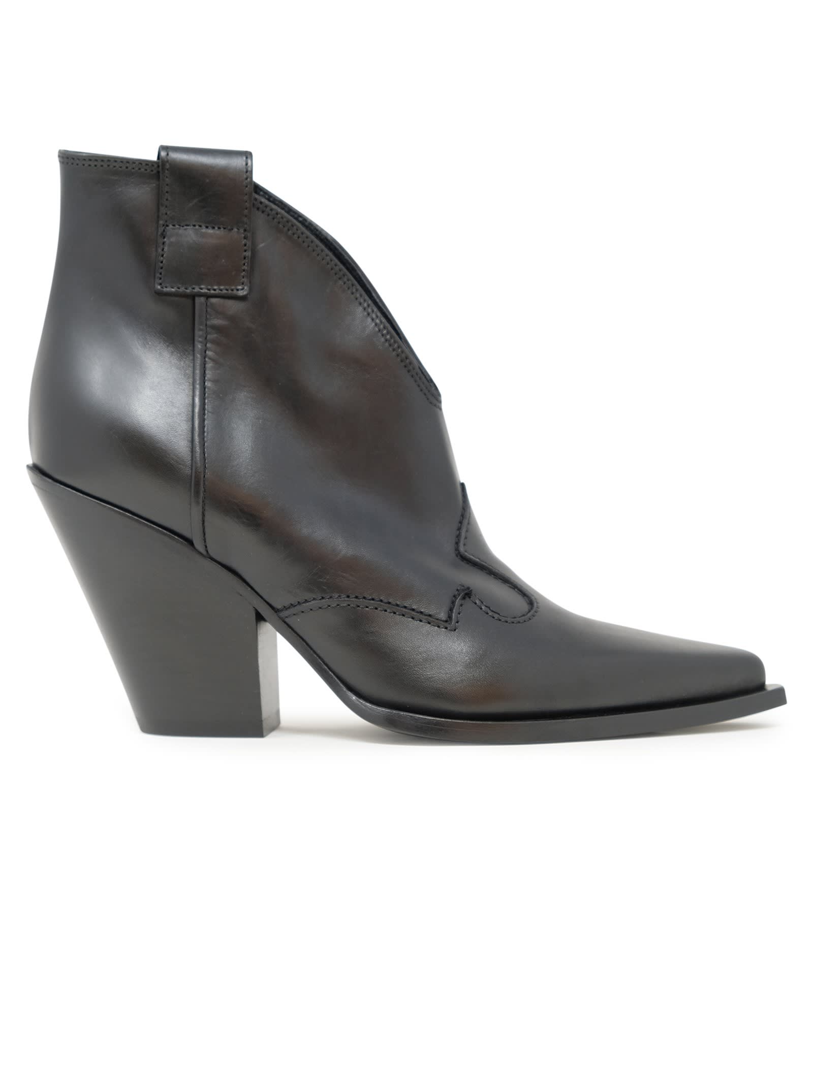 Elena Iachi Leather Ankle Boots In Rame