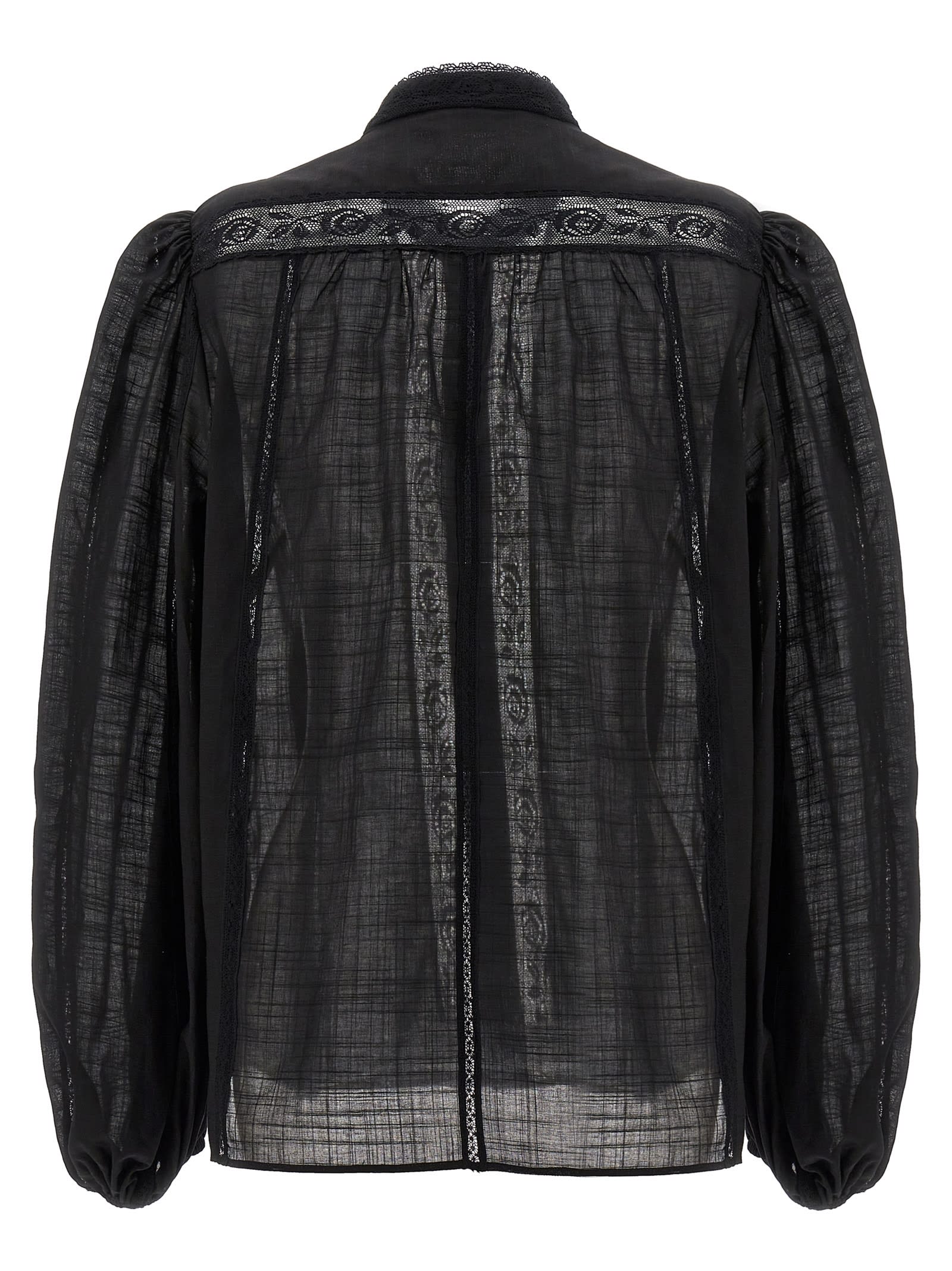 Shop Zimmermann Halliday Lace Trim Shirt In Black